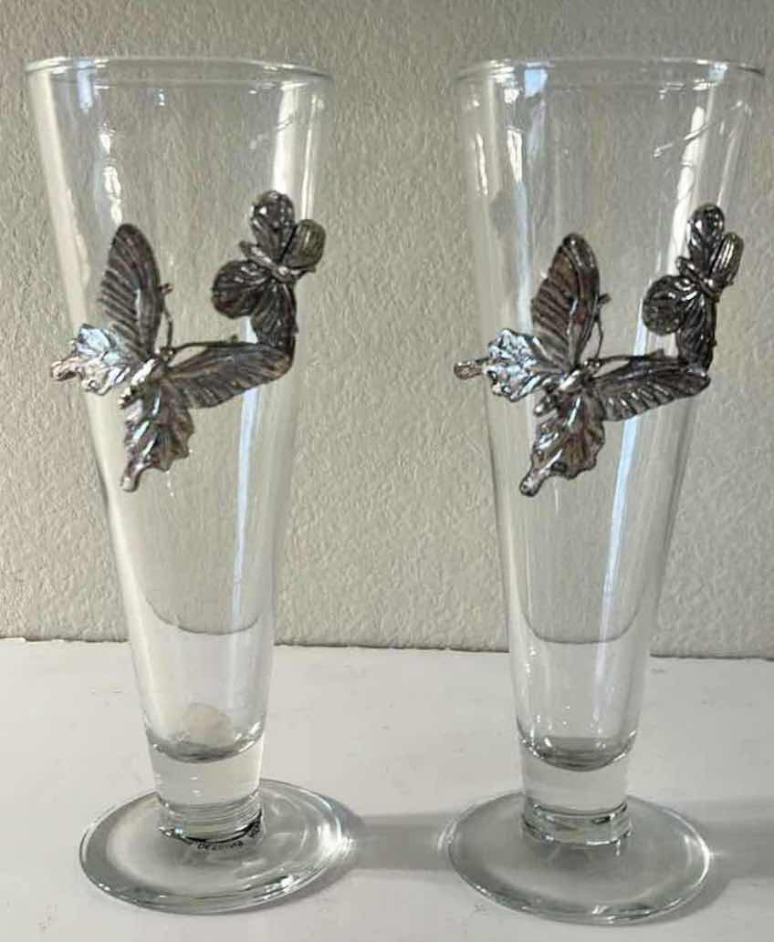 Photo 1 of 2 ARTHUR COURT BUTTERFLY PILSNER GLASSES