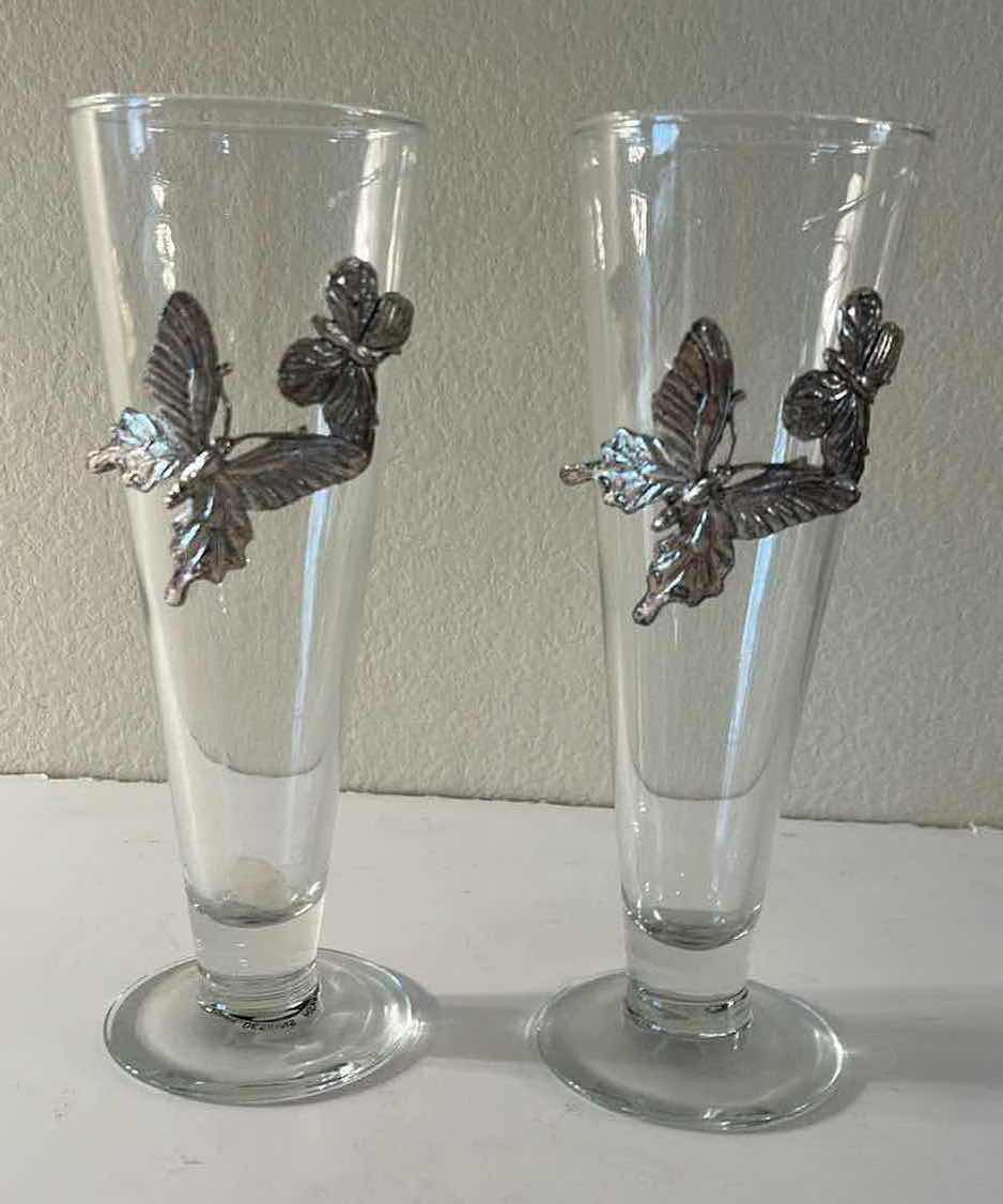Photo 1 of 2 ARTHUR COURT BUTTERFLY PILSNER GLASSES