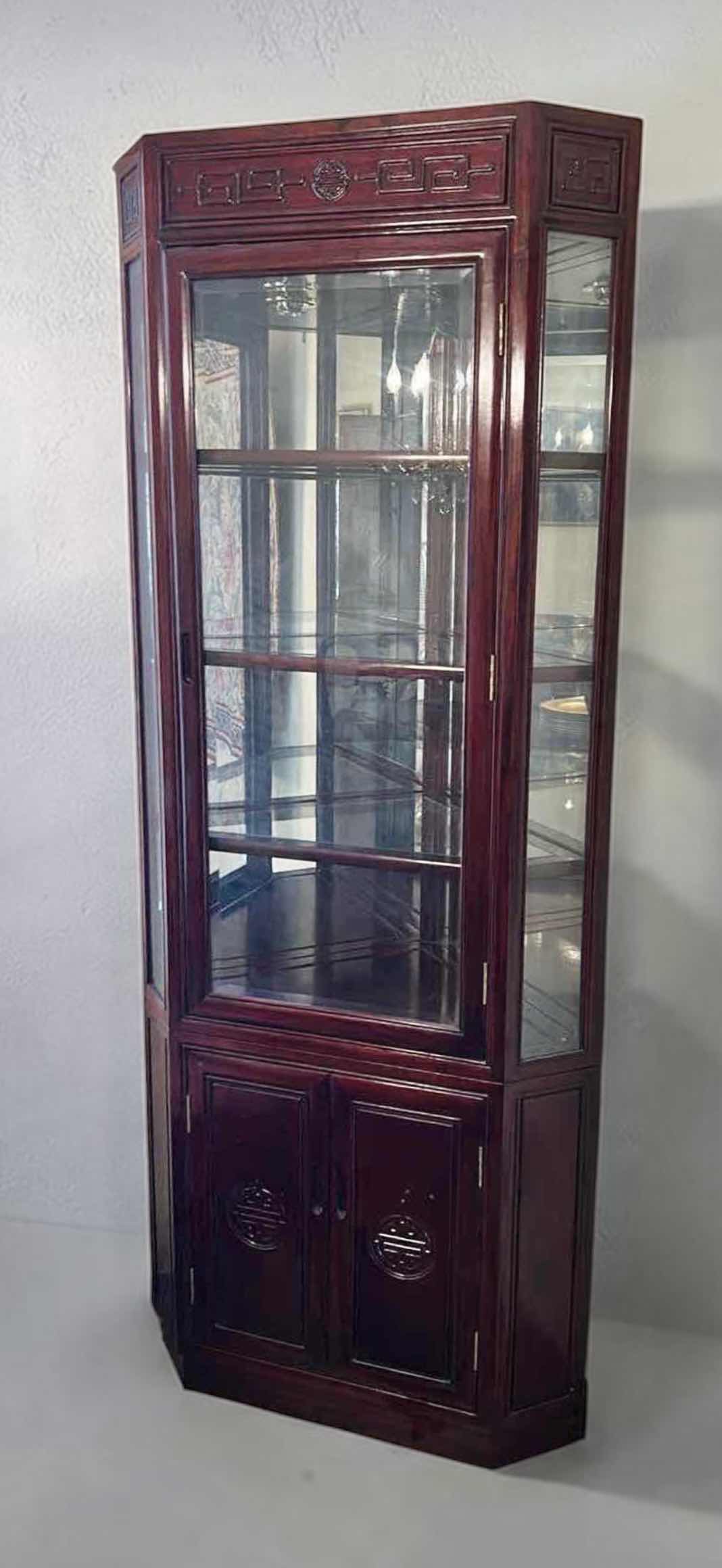 Photo 1 of ASIAN ROSEWOOD CORNER CURIO, DISPLAY CABINET 35“ x 20“ X H78”