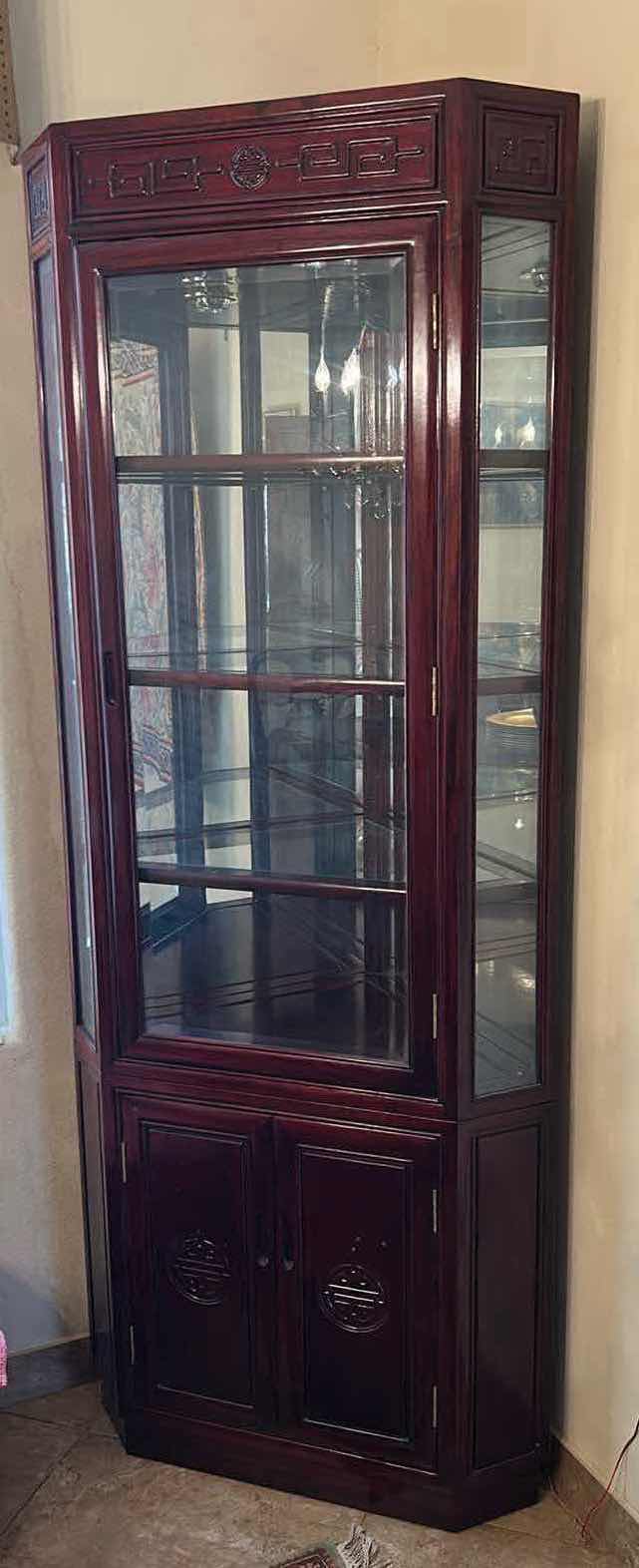 Photo 1 of ASIAN ROSEWOOD CORNER CURIO, DISPLAY CABINET 35“ x 20“ X H78”