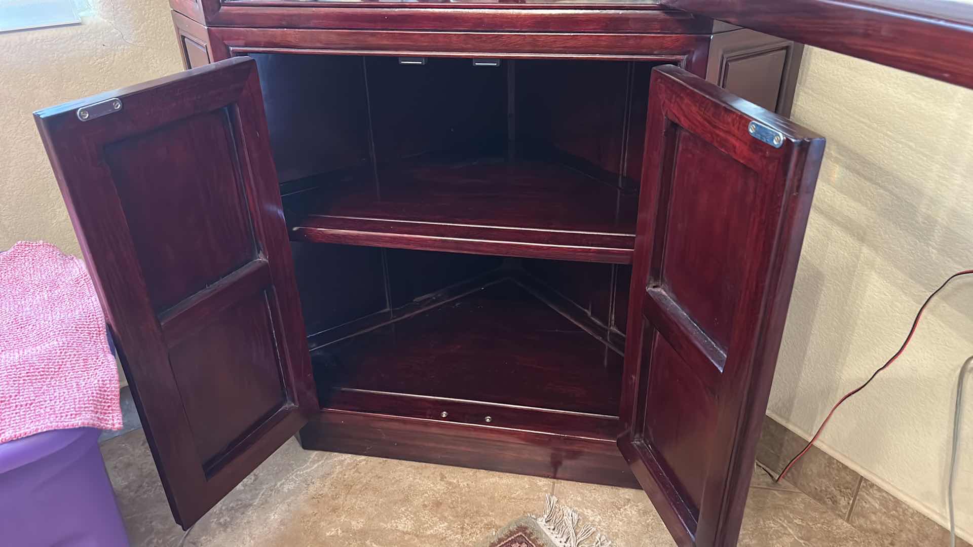 Photo 1 of ASIAN ROSEWOOD CORNER CURIO, DISPLAY CABINET 35“ x 20“ X H78”