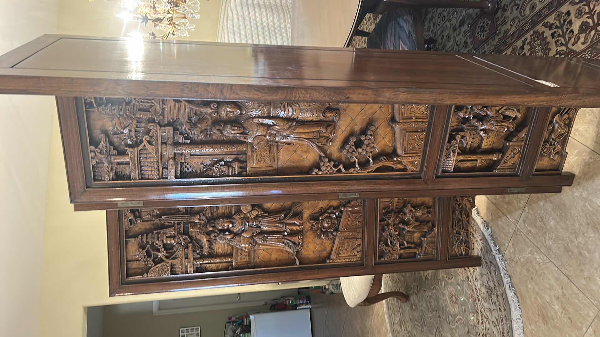 Photo 1 of ANTIQUE/VINTAGE CHINESE FOUR PANEL HAND CARVED WOODEN ROOM DIVIDER/PRIVACY SCREEN
54” x 1.5” x 6’