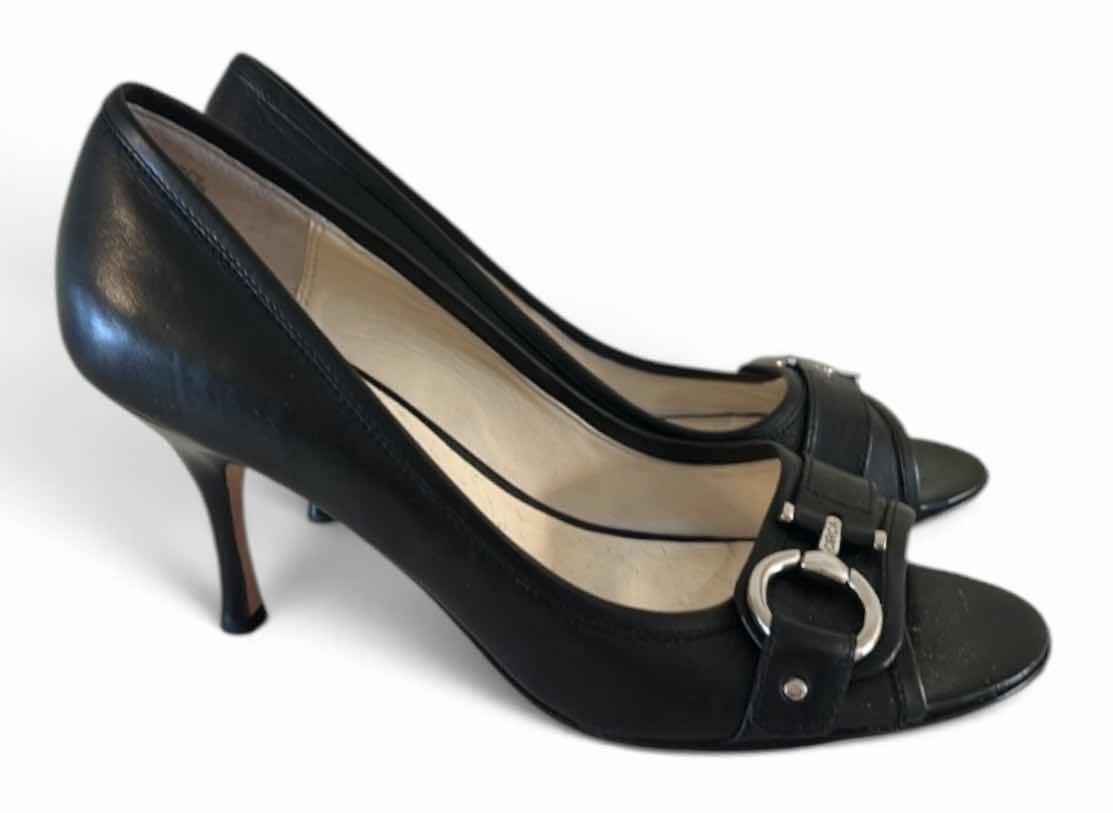 Photo 1 of CIRCA JOAN AND DAVID BLACK LEATHER PEEP TOE PUMPS