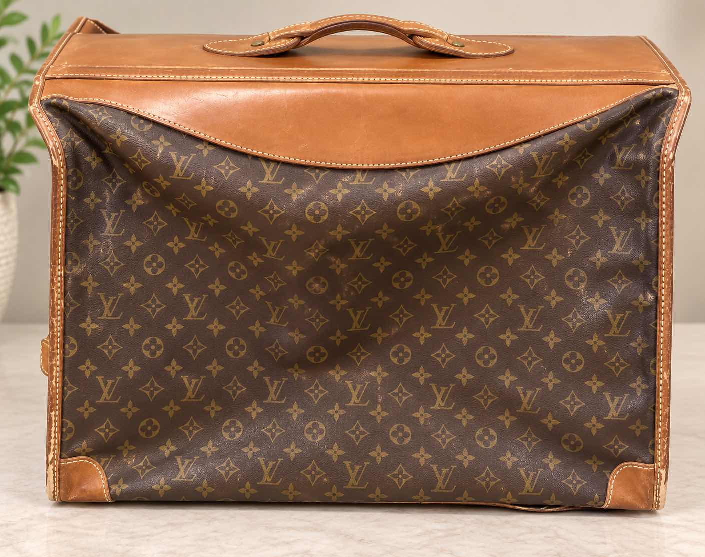Photo 1 of AUTHENTIC LOUIS VUITTON: VINTAGE MONOGRAM CANVAS LARGE FOLDING GARMENT BAG SUITCASE LUGGAGE