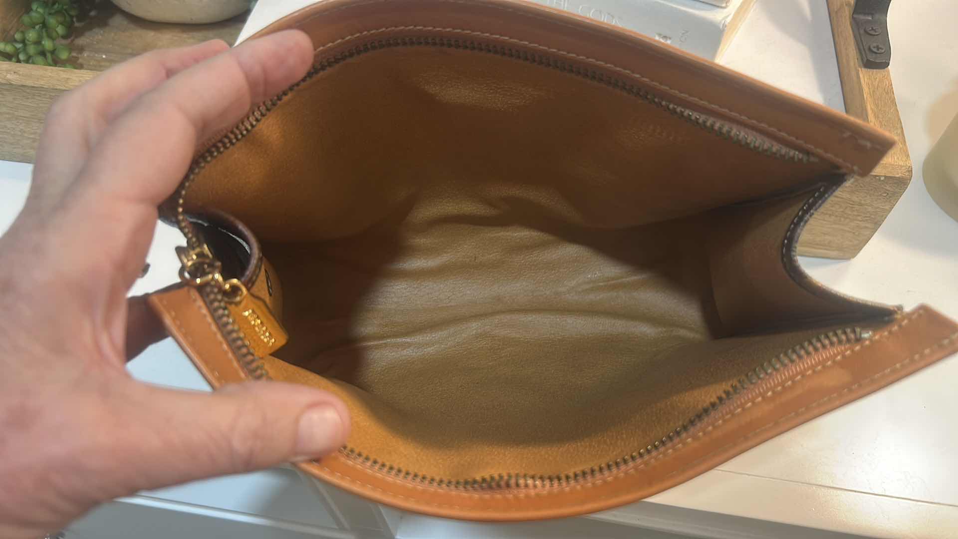 Photo 1 of ESCADA: VINTAGE MONOGRAM PATTERN CANVAS AND LEATHER TRIM ENVELOPE CLUTCH BAG