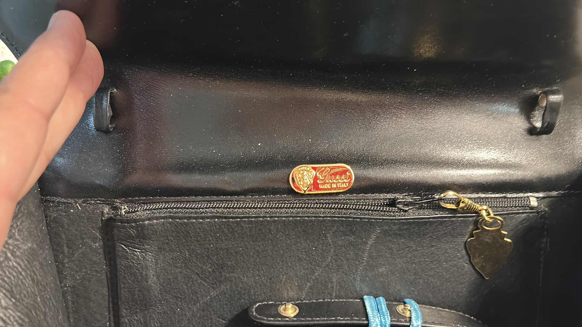 Photo 1 of AUTHENTIC GUCCI: VINTAGE BLACK SMOOTH LEATHER HORSEBIT ENVELOPE CLUTCH BAG