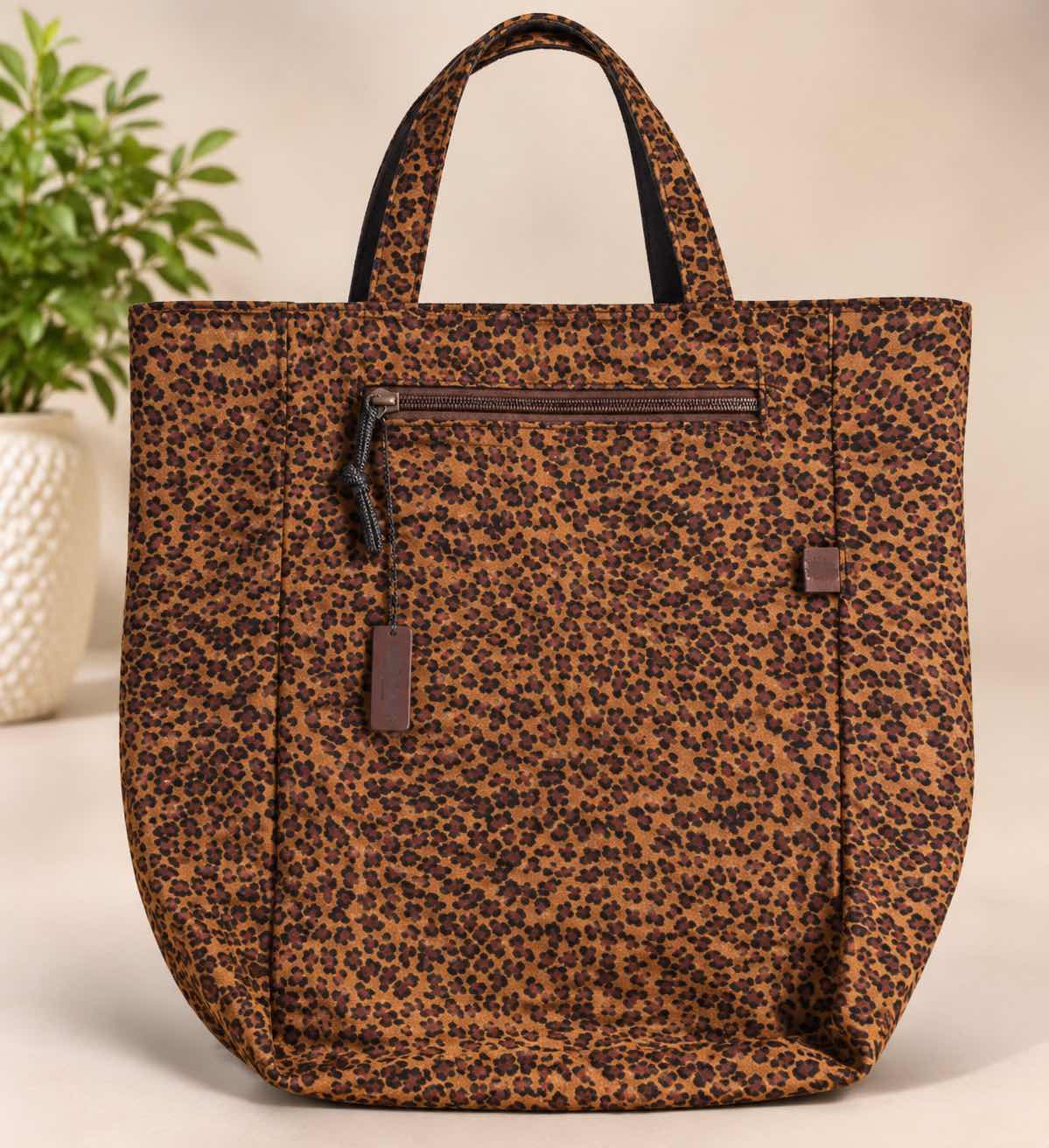 Photo 1 of NOT AUTHENTICATED BOTTEGA VENETA REVERSIBLE, LEOPARD, PRINT, NYLON TOTE BAG