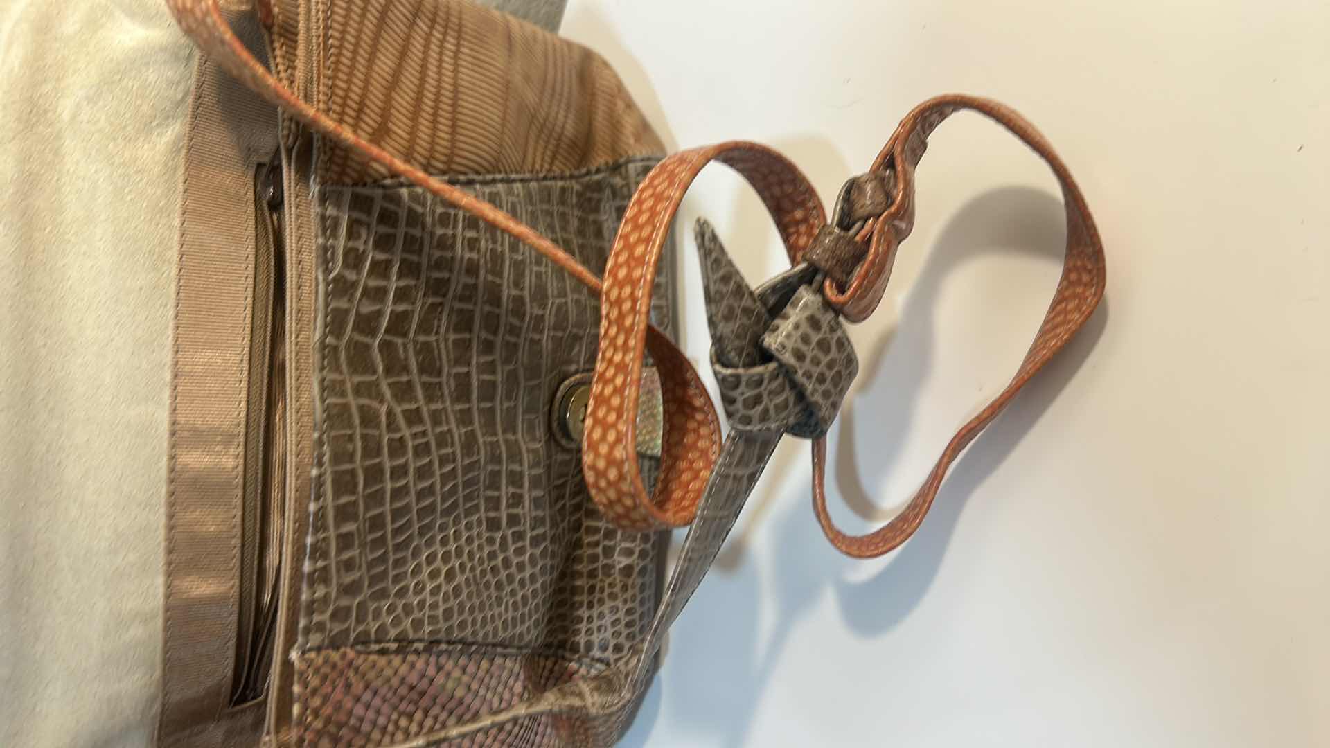 Photo 1 of VINTAGE EMBROIDERED WOVEN TAN HANDBAG  & MULTI-TEXTURE PATCHWORK CLUTCH BAG