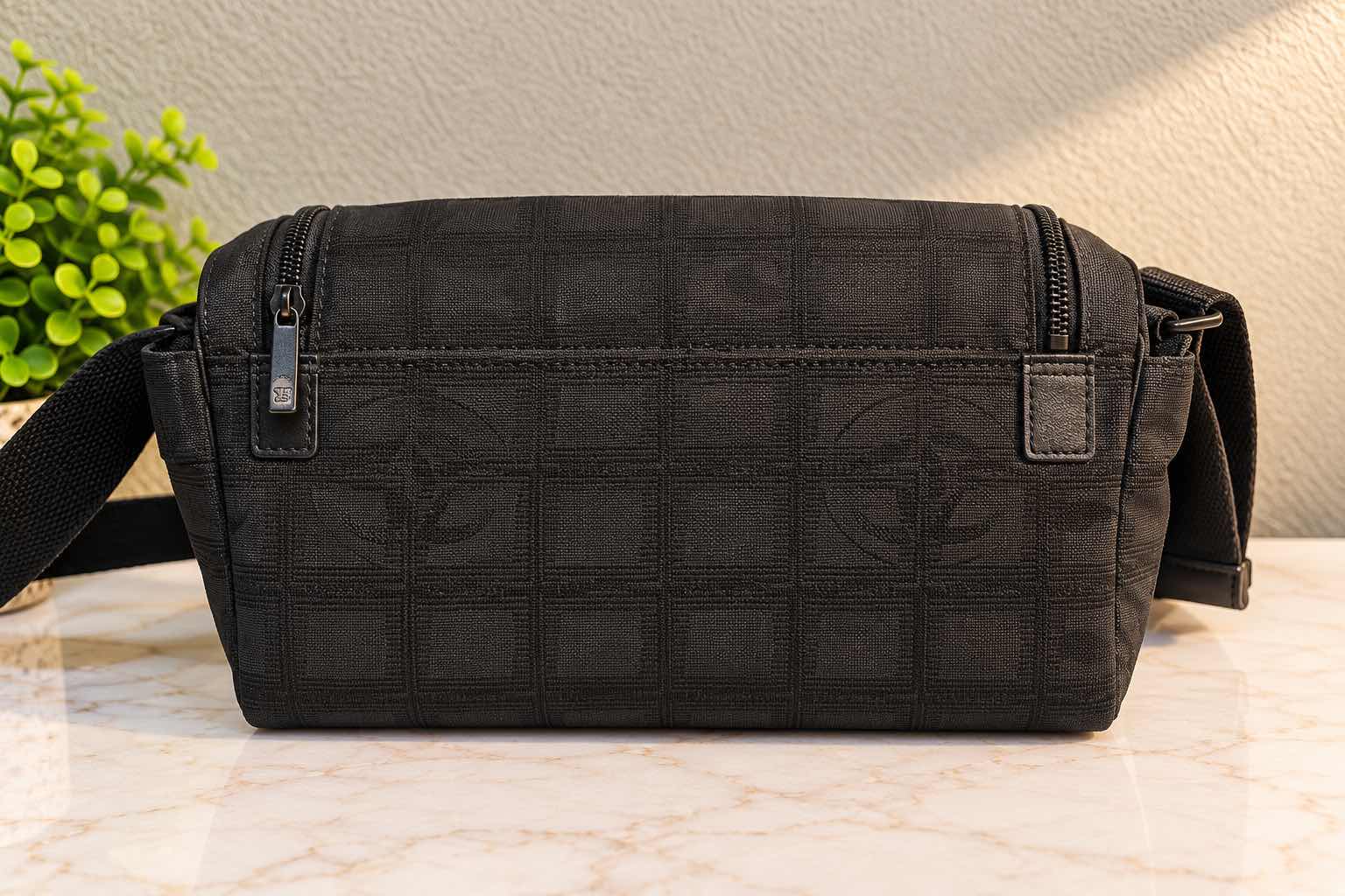 Photo 1 of AUTHENTIC CHANEL NEW TRAVEL LINE CAMERA SHOULDER BAG IN BLACK NYLON JACQUARD