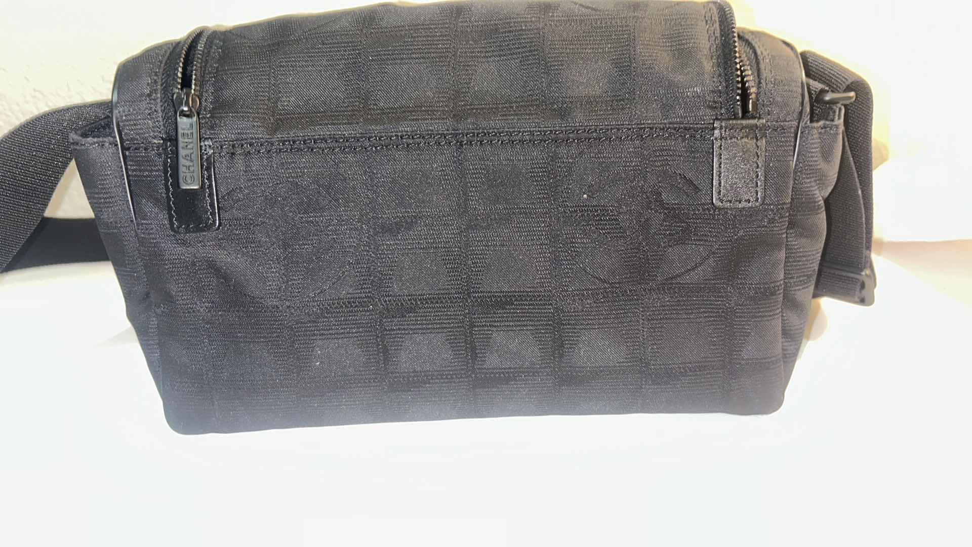Photo 1 of AUTHENTIC CHANEL NEW TRAVEL LINE CAMERA SHOULDER BAG IN BLACK NYLON JACQUARD