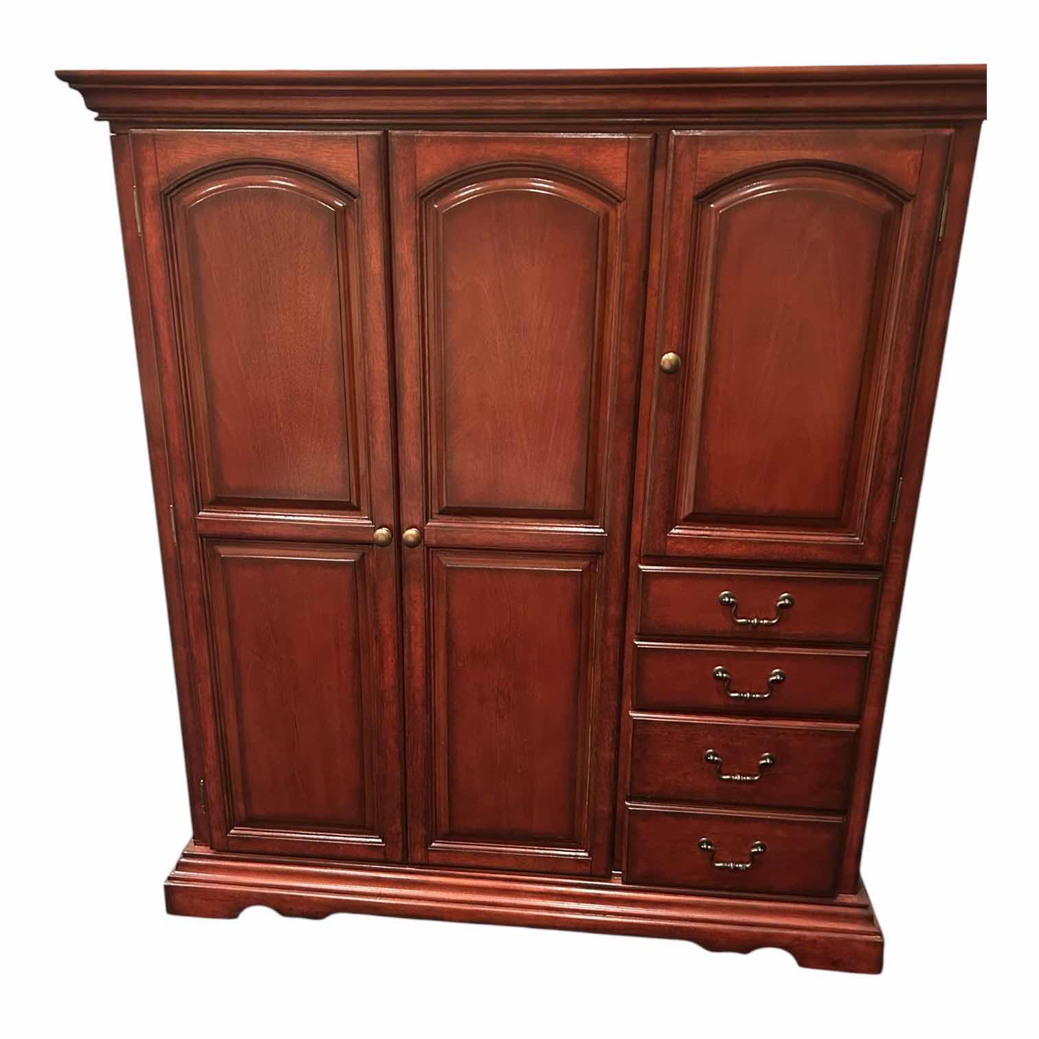Photo 1 of REDDISH BROWN VENEER WOOD DESK ARMOIRE 51" X 21" H 60" MONITOR SOLD SEPARATELY