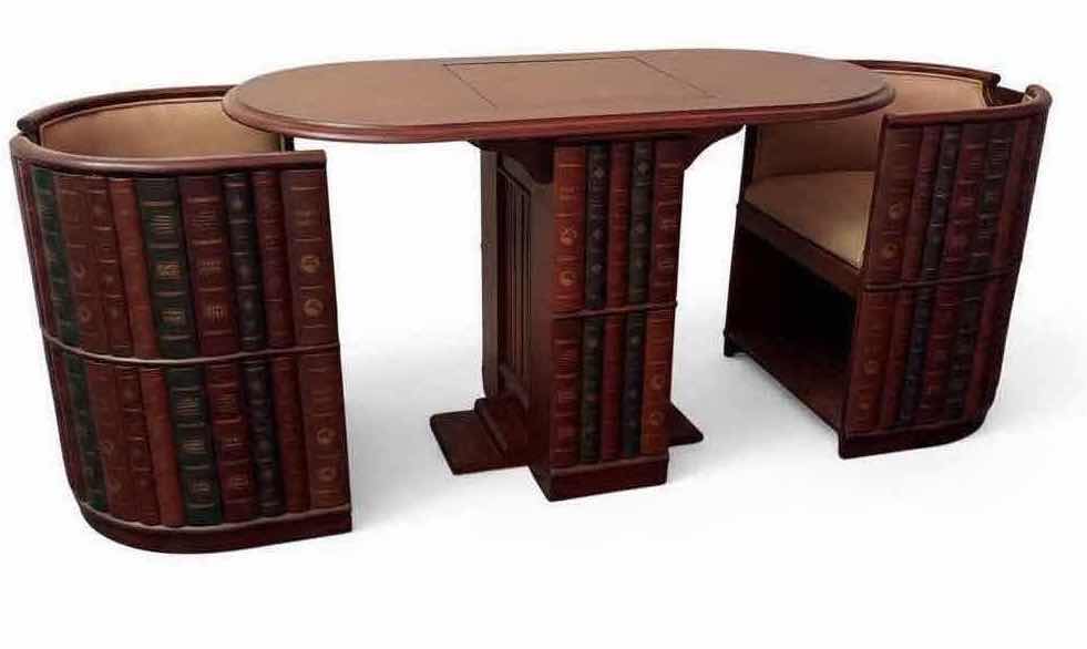 Photo 1 of TOSCANO NETTLESTONE LIBRARY NESTING GAME TABLE W CHAIRS  (49”x24” H30”)-GAME ACCESSORIES INCLUDED