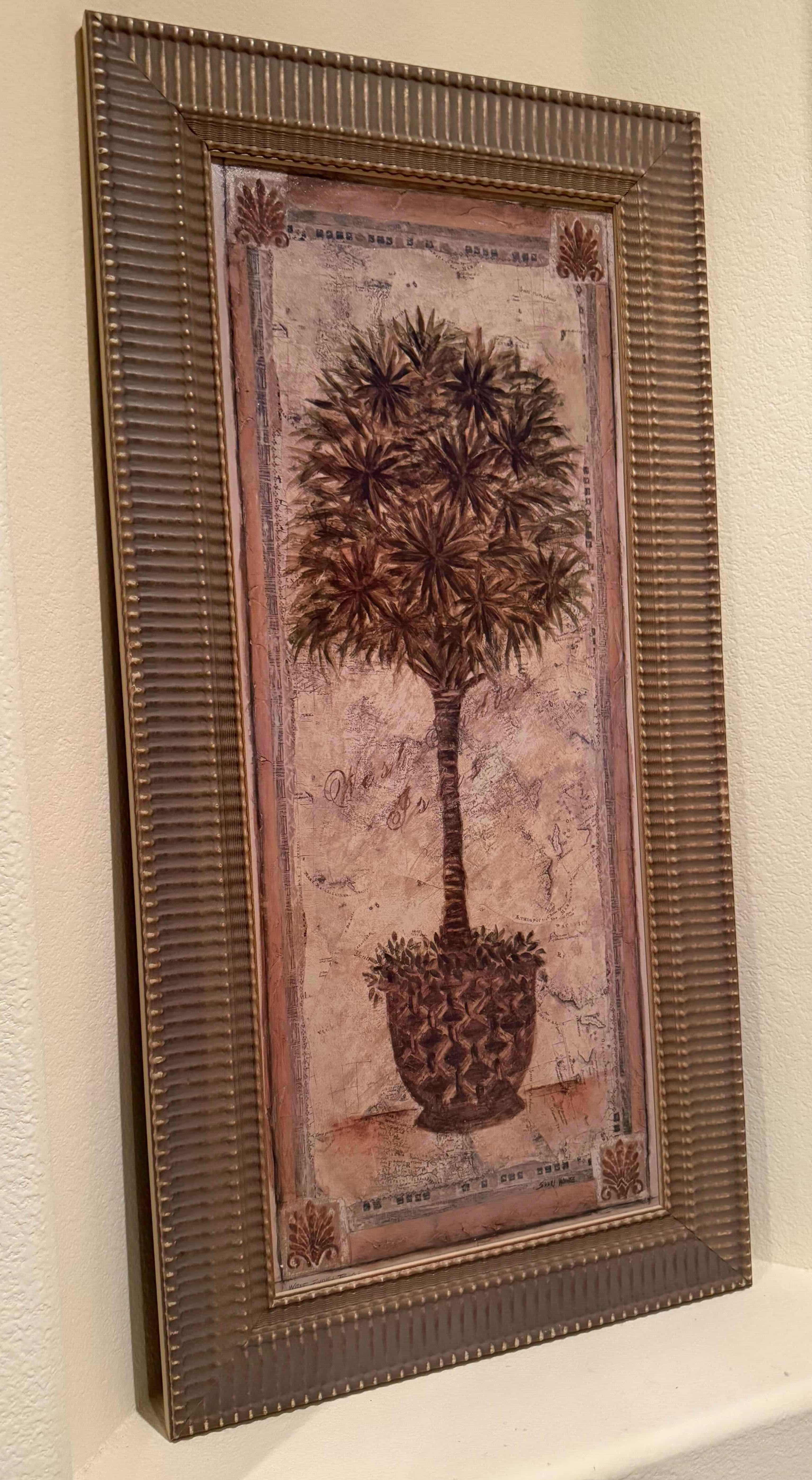 Photo 1 of COPPER FRAMED PALM TREE ARTWORK-ARTIST SIGNED 46”x23”