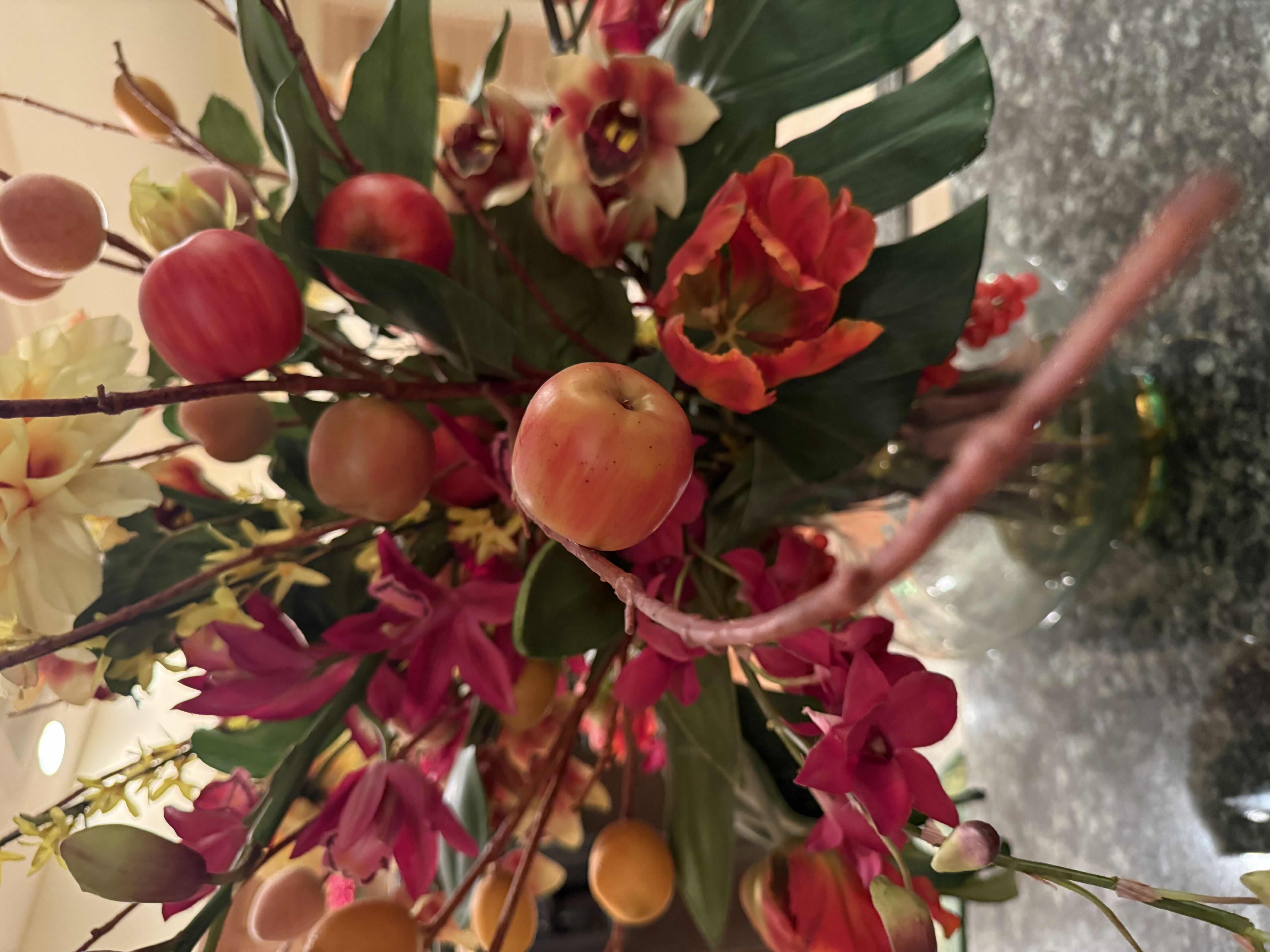 Photo 1 of FAUX FLORAL ARRANGEMENT IN GLASS VASE H35”
