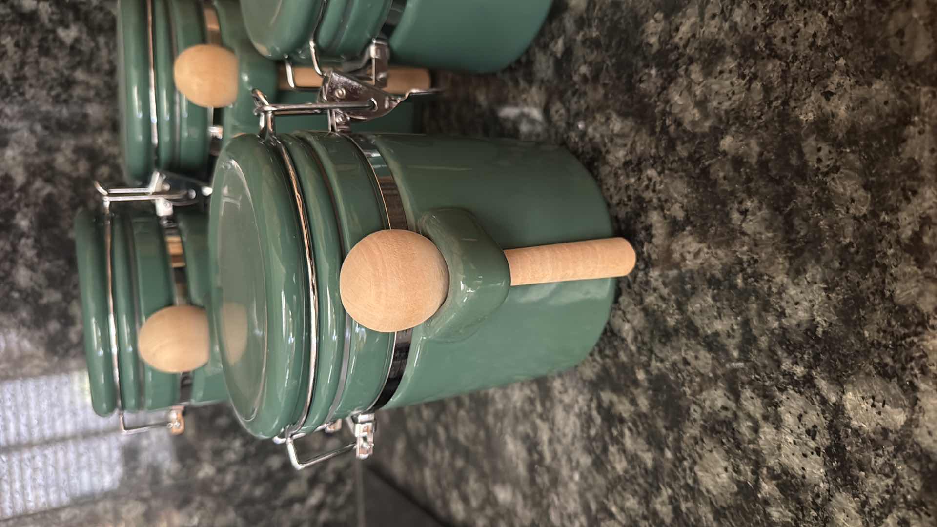 Photo 1 of 4 PCS- GREEN CERAMIC CANISTER SET