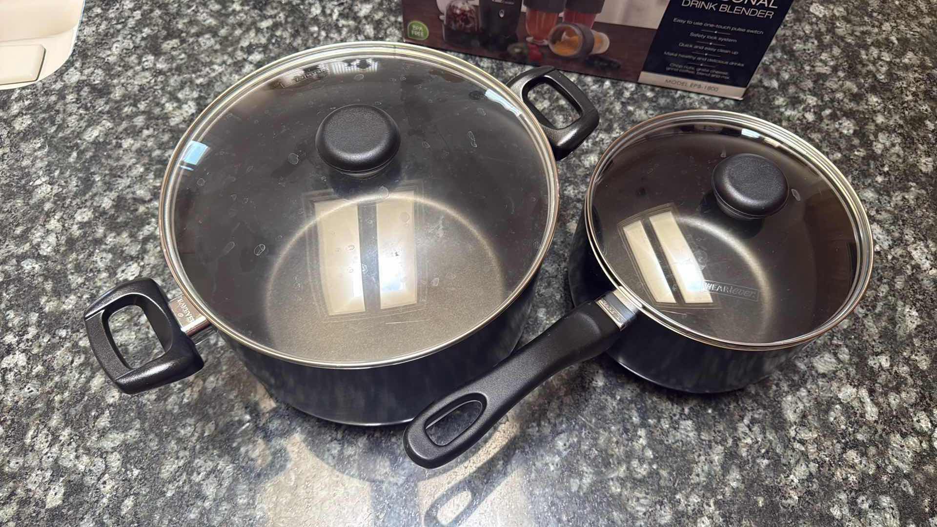 View 3 of 2-WEAREVER POTS W LIDS, NIB ELITE CUISINE DRINKING BLENDER SET