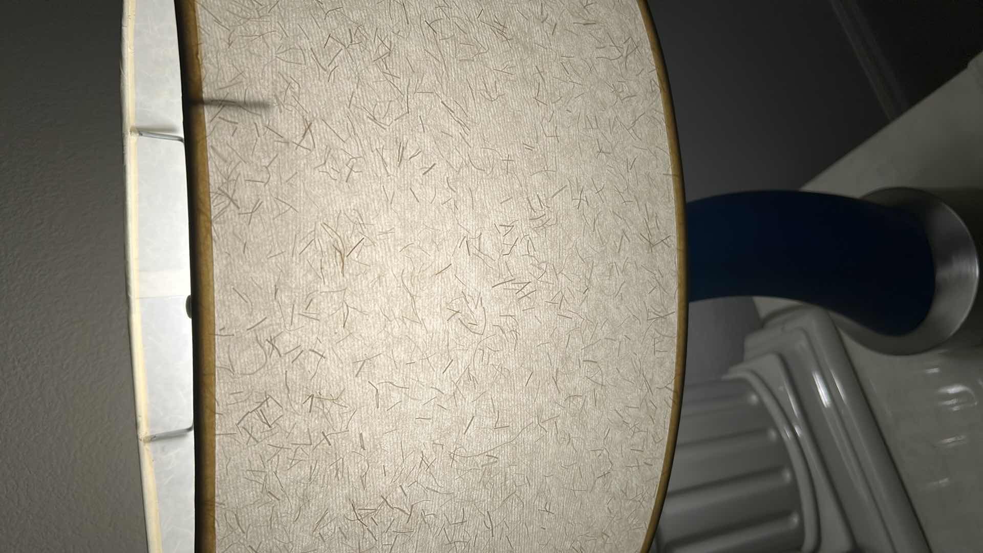 Photo 1 of MODERN BLUE ART GLASS TABLE LAMP W CURVED HORN SHAPE & SILVER BASE NEUTRAL DRUM SHADE H  23"