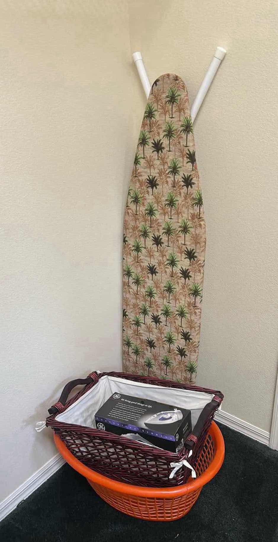 Photo 1 of GE IRON IRONING BOARD 2- LAUNDRY BASKET
