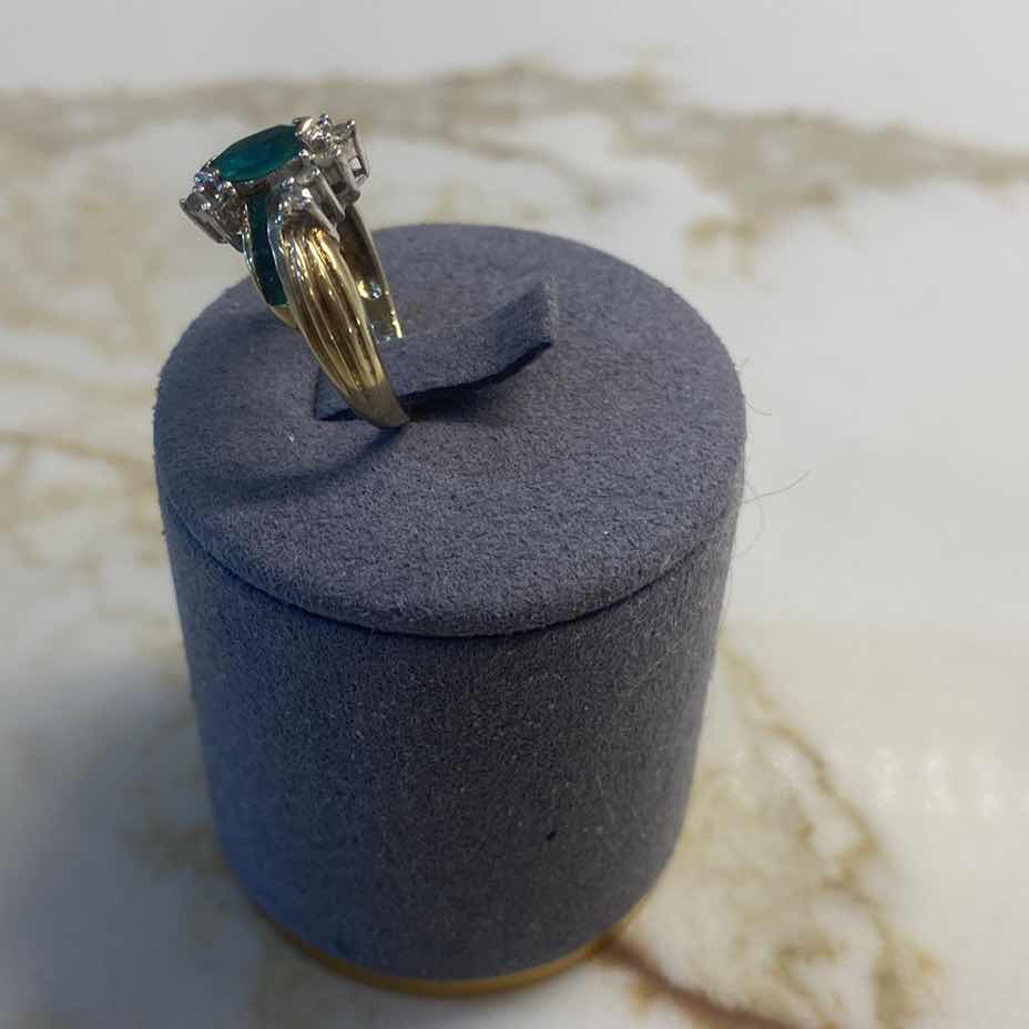 View 3 of 10K YELLOW GOLD W 0.50ctw EMERALD AND 0.25ctw DIAMOND RING 2.7G (APPROXIMATE SIZE 5–6) #18