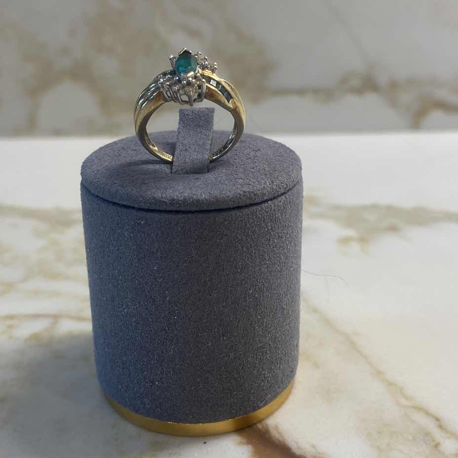View 7 of 10K YELLOW GOLD W 0.50ctw EMERALD AND 0.25ctw DIAMOND RING 2.7G (APPROXIMATE SIZE 5–6) #18