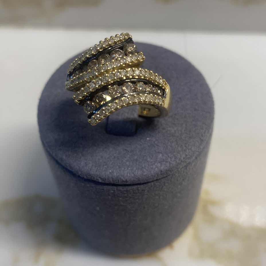 View 1 of 10K YELLOW GOLD W 1ctw CHAMPAGNE, DIAMOND RING 5.3G (APPROXIMATE SIZE 7-8) #12
