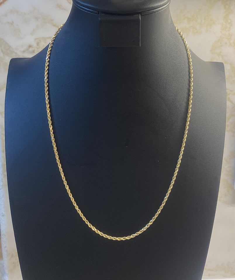 View 1 of 10K YELLOW GOLD ROPE NECKLACE 6G #22