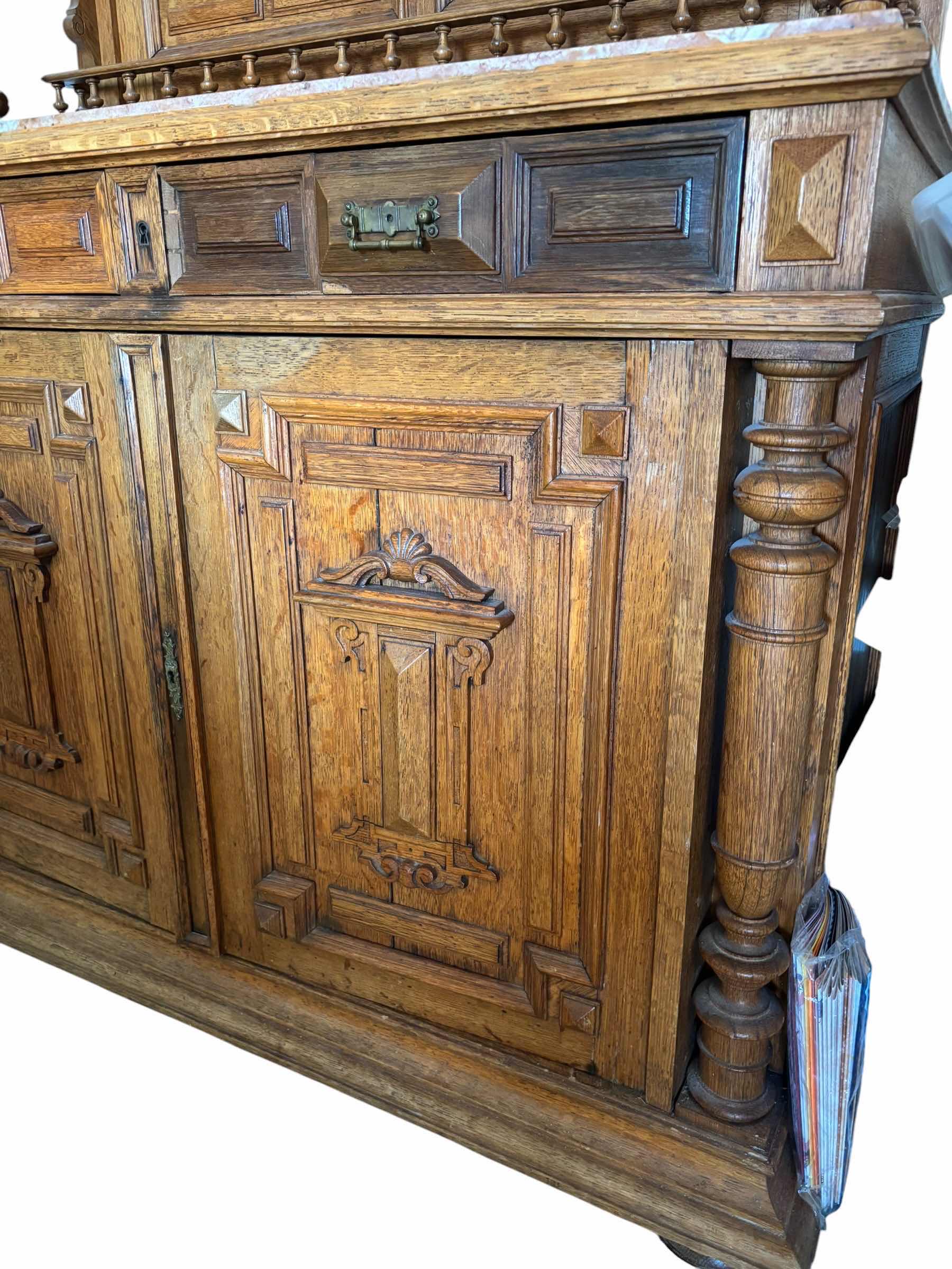 Photo 1 of 19TH CENTURY FRENCH EUROPEAN VICTORIAN SERVER WITH MARBLE TOP 49” X 20.5” X H75”