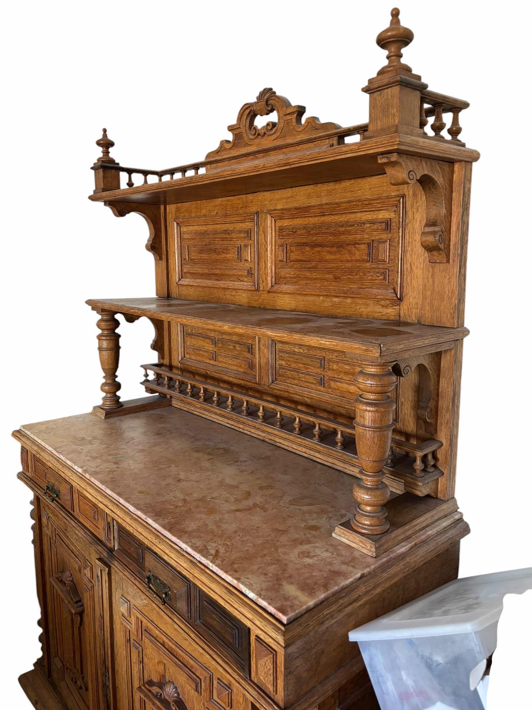 Photo 1 of 19TH CENTURY FRENCH EUROPEAN VICTORIAN SERVER WITH MARBLE TOP 49” X 20.5” X H75”