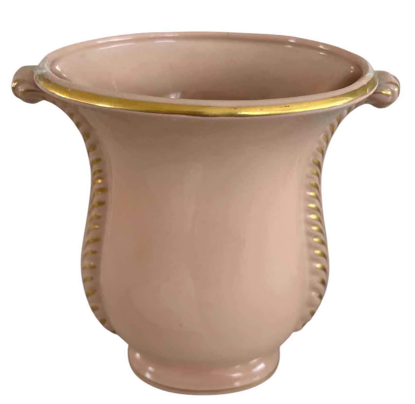 Photo 1 of (2)PCS VINTAGE IVORY AND PINK W GOLD EMBELLISHMENT PITCHER H9”