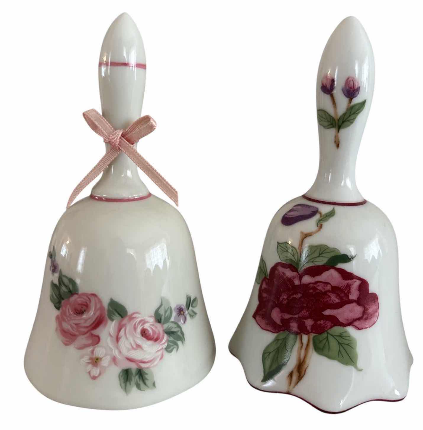 Photo 1 of (5)PCS FLORAL CERAMIC DECORATIVE BELLS H5.5”