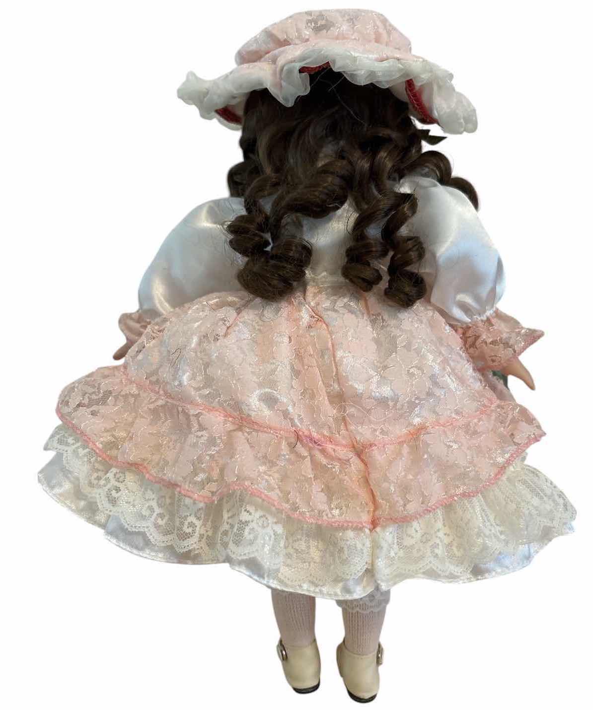 Photo 1 of VINTAGE PORCELAIN DOLL W BRIM HAT H17”