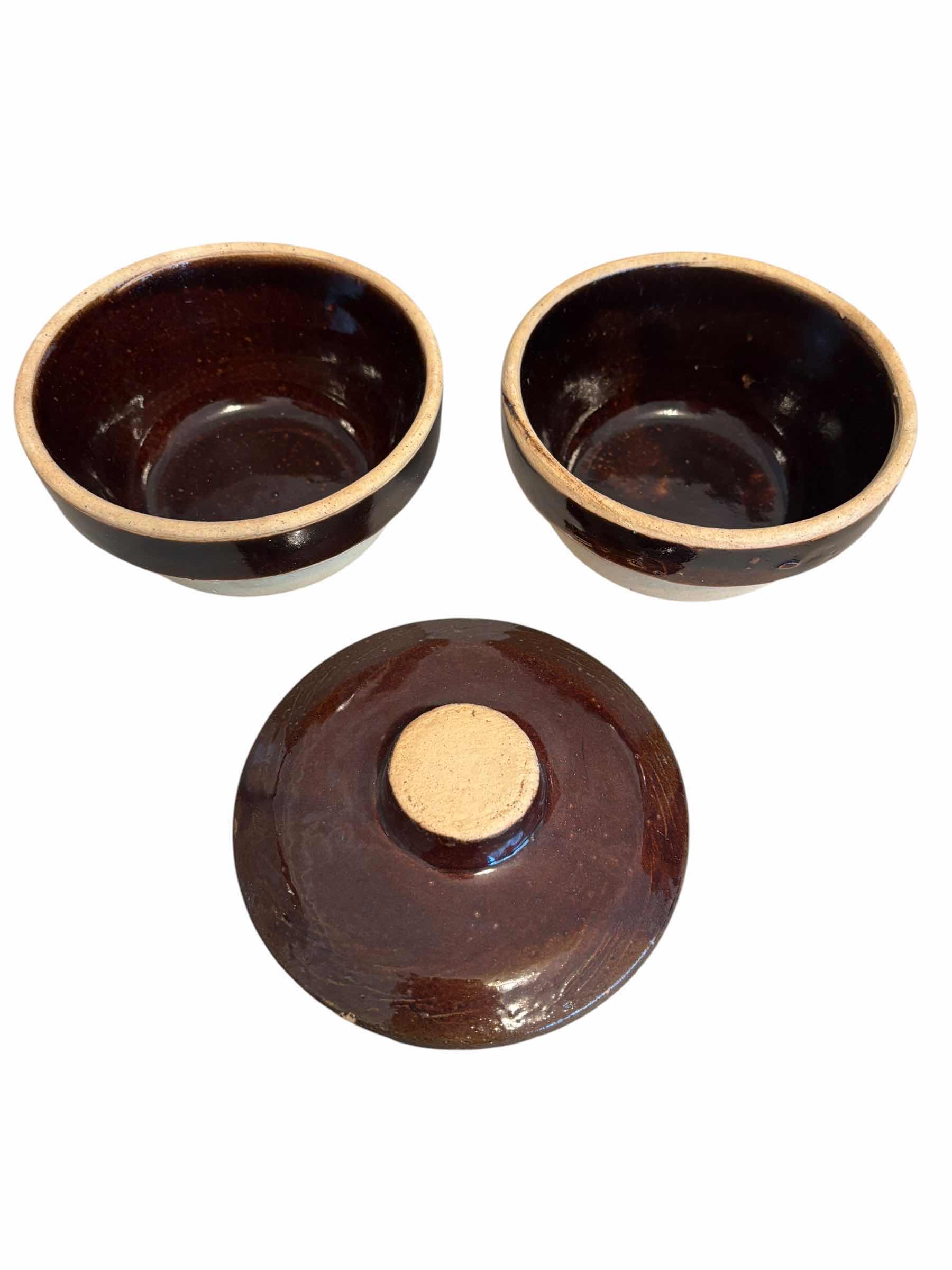 Photo 1 of VINTAGE ROBINSON RANSBOTTOM POTTERY COMPANY STONEWARE POTTERY, TALLEST H9” (4 PIECES) & COOK RITE SMALL DISHES, D4.5” (3 PIECES) $45