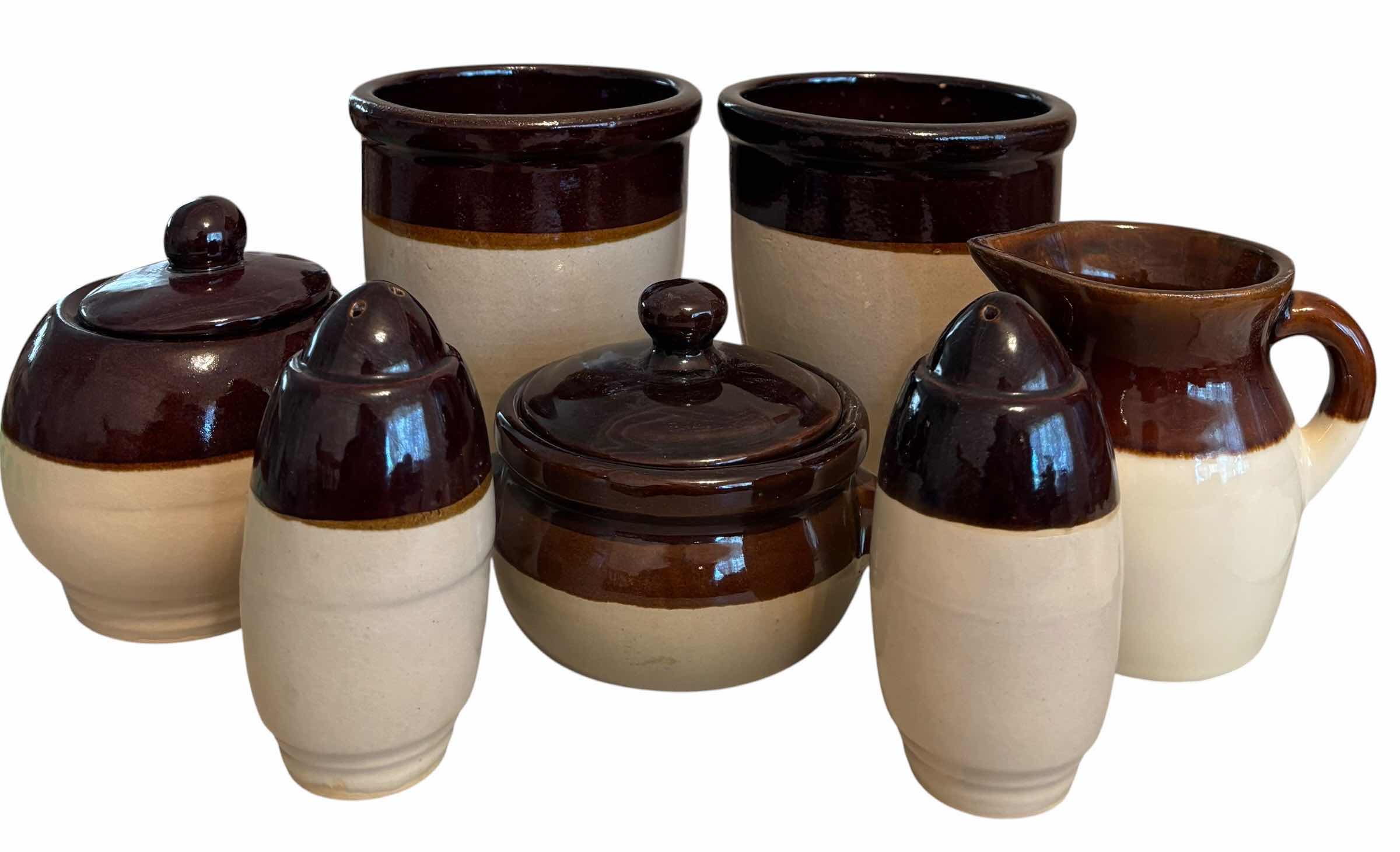 Photo 1 of VINTAGE ROBINSON RANSBOTTOM POTTERY COMPANY STONEWARE POTTERY, TALLEST H6” - SET OF 7
