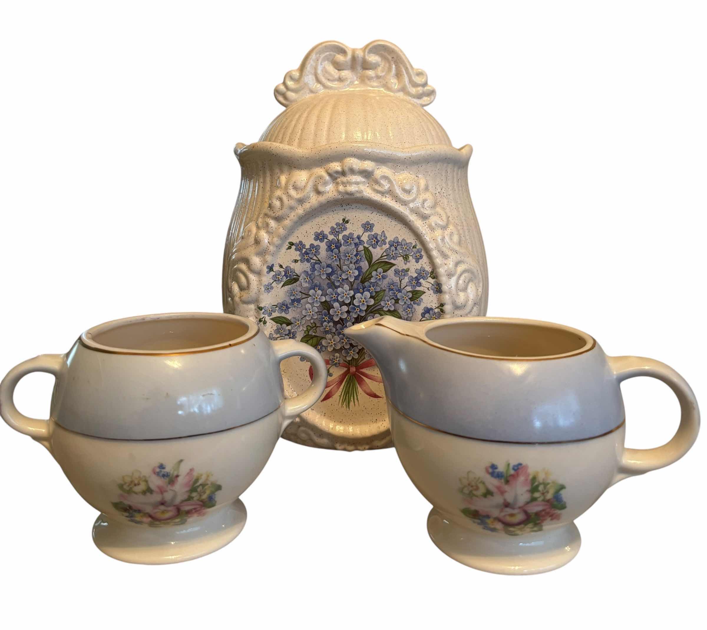 Photo 1 of DECORATIVE COOKIE JAR WITH SUGAR & CREAMER DISHES