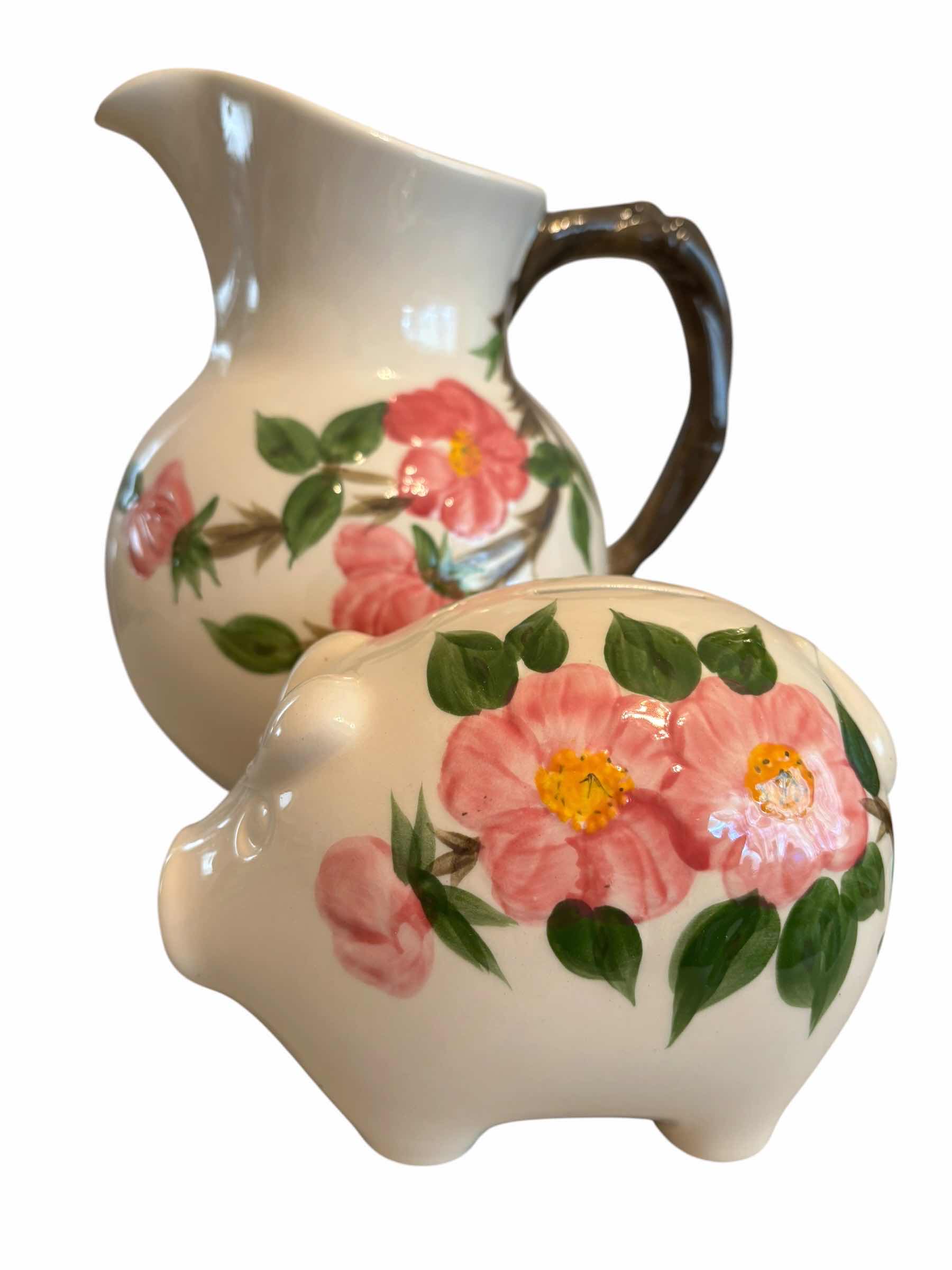 Photo 1 of FRANCISCAN DESSERT ROSE PITCHER H9” & MATCHING PIGGY BANK $90
