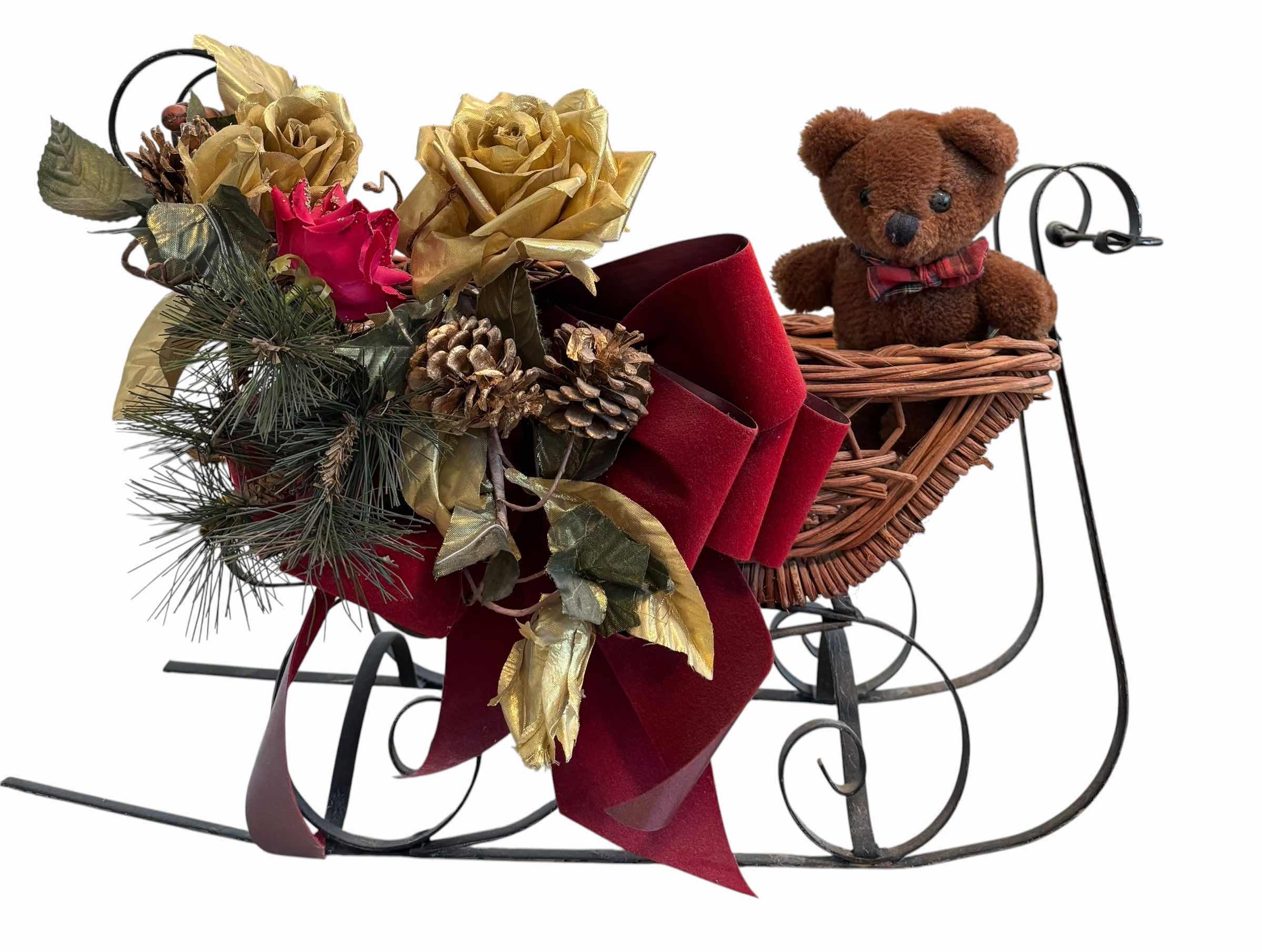 Photo 1 of CHRISTMAS SLEIGH WITH SMALL TEDDY BEAR H14”