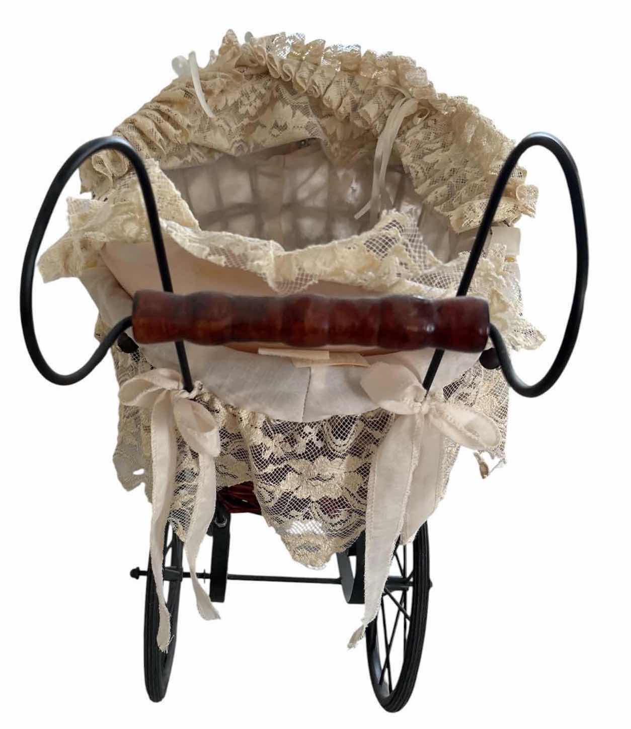 Photo 1 of VINTAGE VICTORIAN PRAM WICKER BODY W LACE INTERIOR H20.5” $110