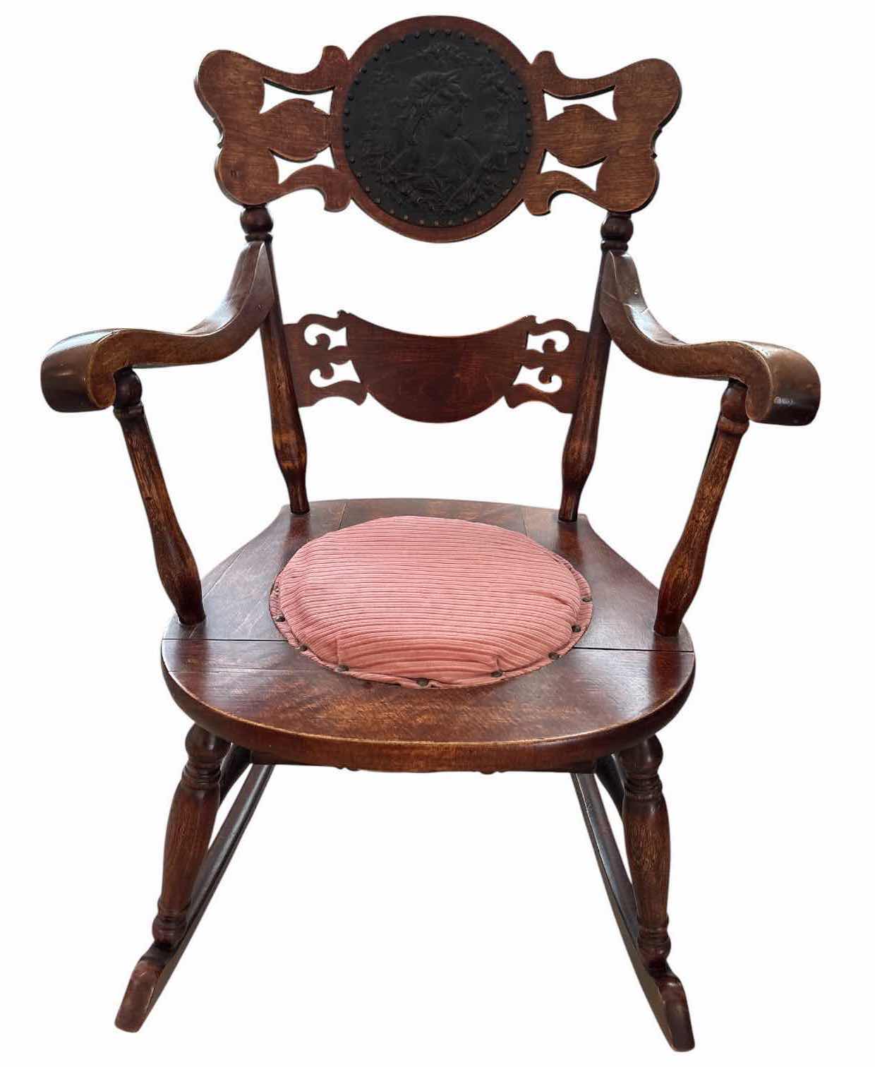 Photo 1 of ANTIQUE VICTORIAN MAHOGANY ROCKING CHAIR SEAT H16” TOTAL H34”