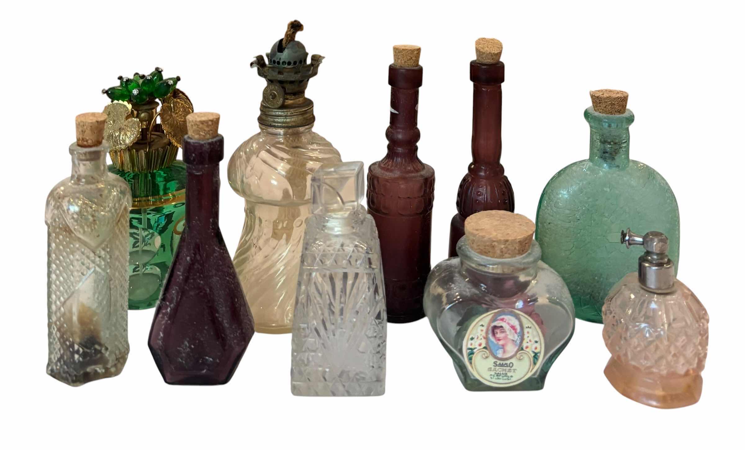 Photo 1 of COLLECTION OF SMALL GLASS BOTTLES, TALLEST H6”