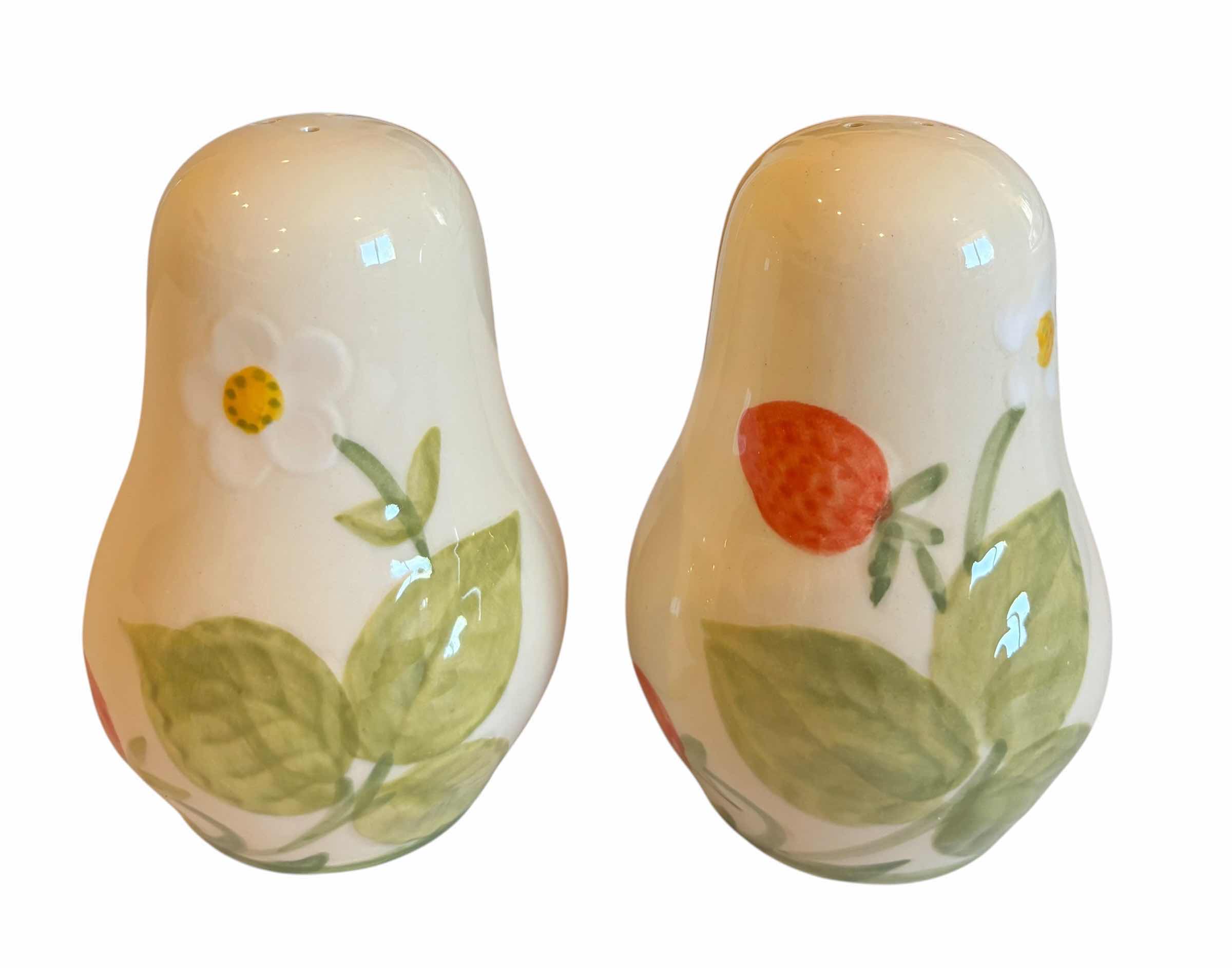 Photo 1 of VINTAGE FRANCISCAN STRAWBERRY FAIR PATTERN POTTERY BUTTER DISH & SALT N PEPPER SHAKERS