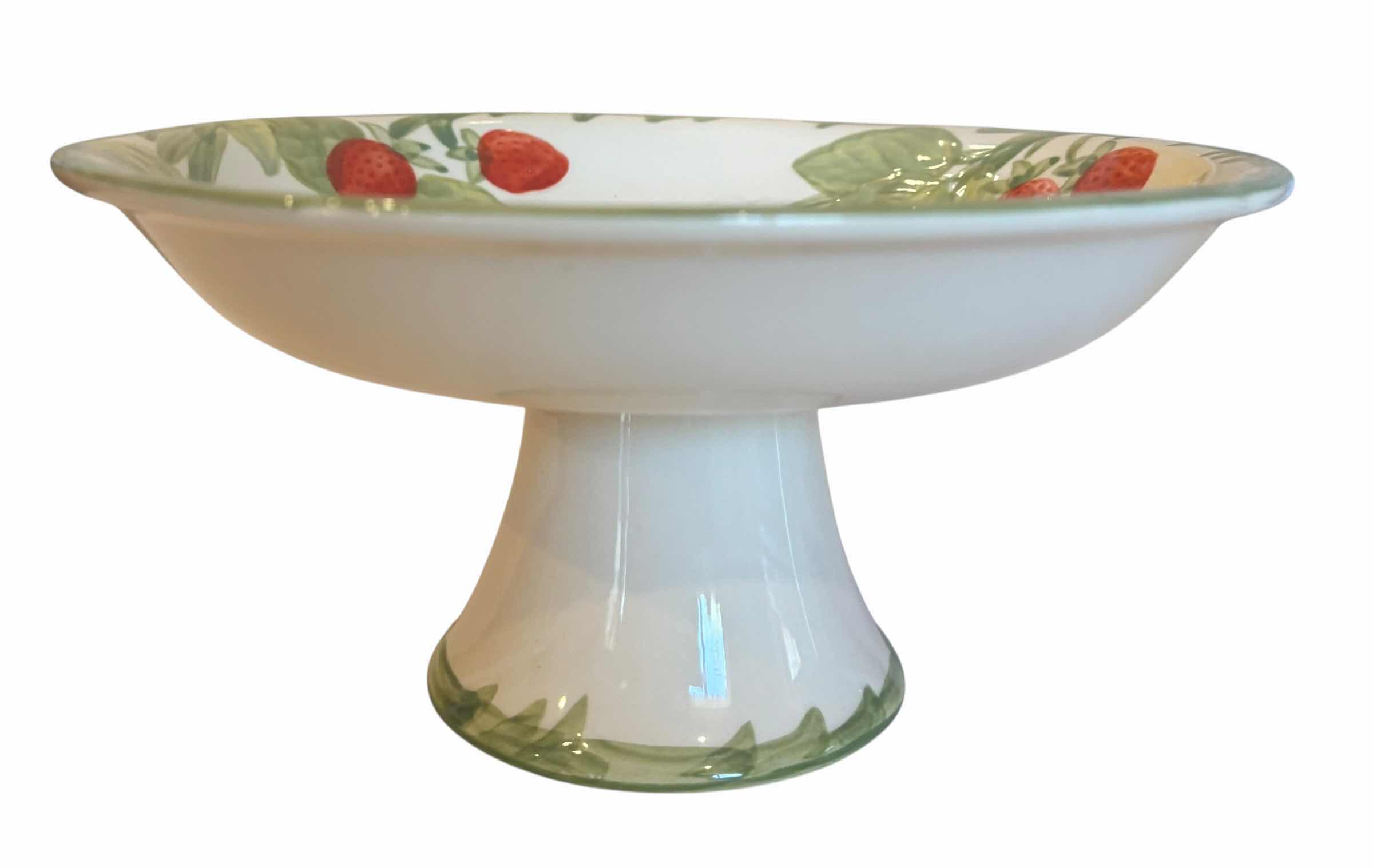 Photo 1 of VINTAGE FRANCISCAN STRAWBERRY FAIR PATTERN POTTERY PEDESTAL COMPOTE BOWL 8”D