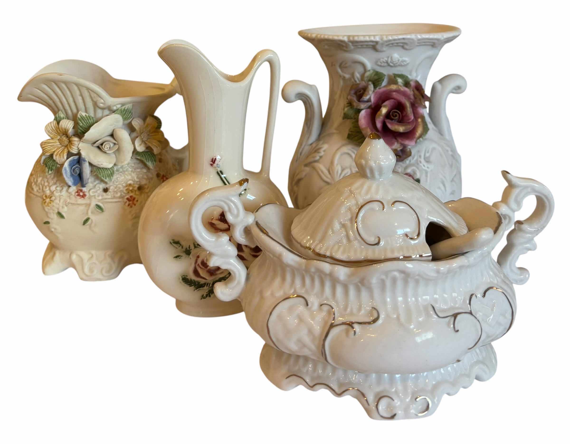 Photo 1 of FLOWER VASE & PITCHERS (TALLEST H6”) & SUGAR DISH