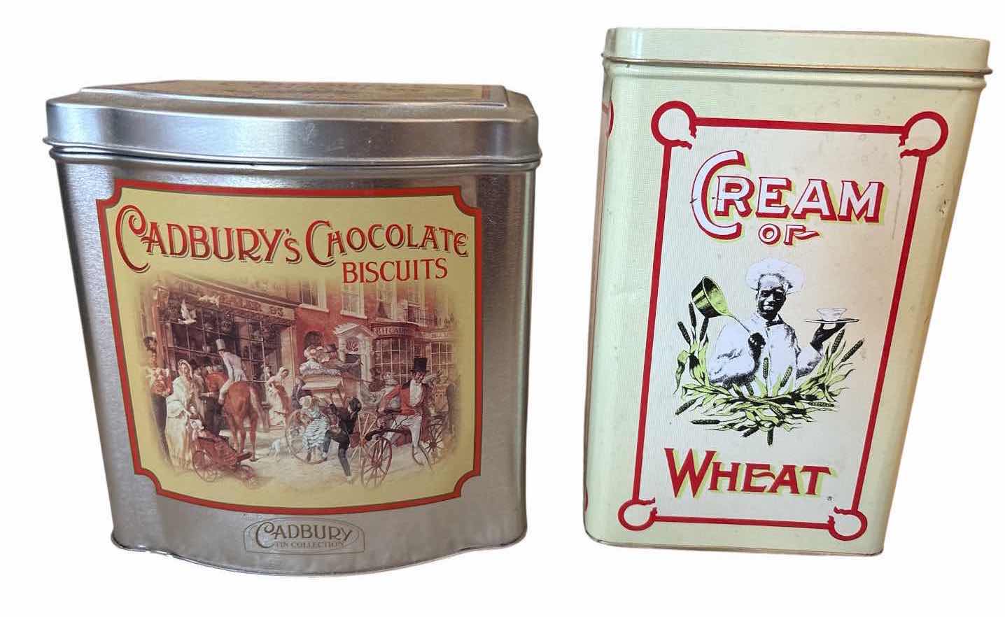 Photo 1 of (5)PCS VINTAGE ADVERTISING LITHOGRAPHED FOOD STORAGE TINS H9”