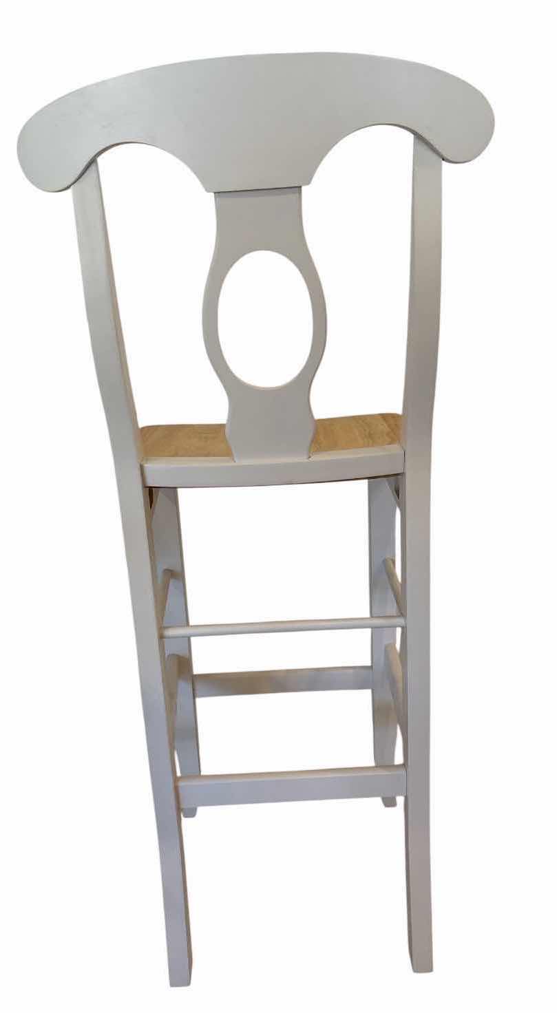 Photo 1 of (2)PCS FARMHOUSE STYLE WOOD COUNTER STOOLS WITH WHITE FINISH & NATURAL WOOD SEAT H30” TOTAL H46”