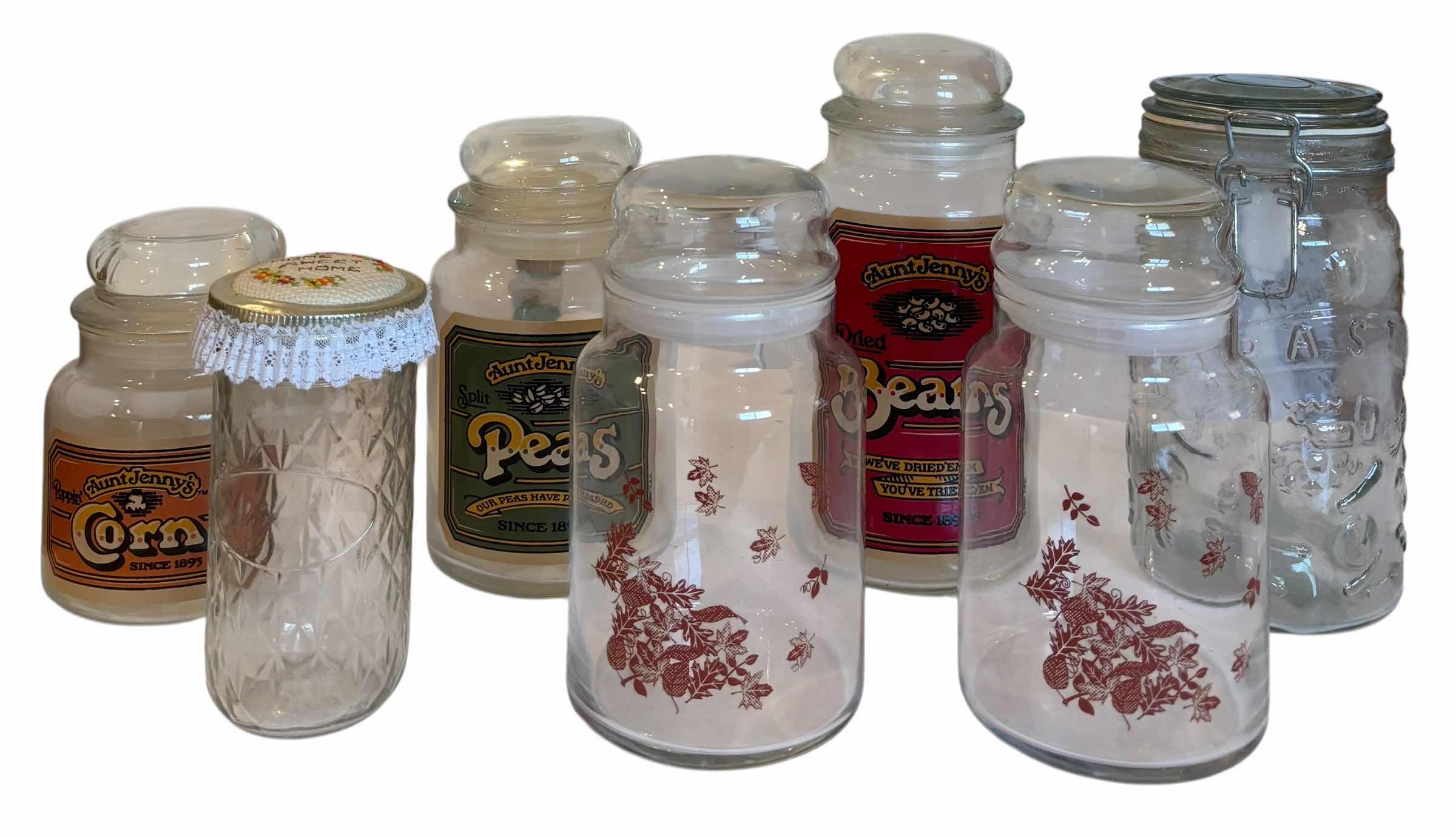 Photo 1 of COLLECTION OF GLASS KITCHEN JARS (7), TALLEST H8.5”