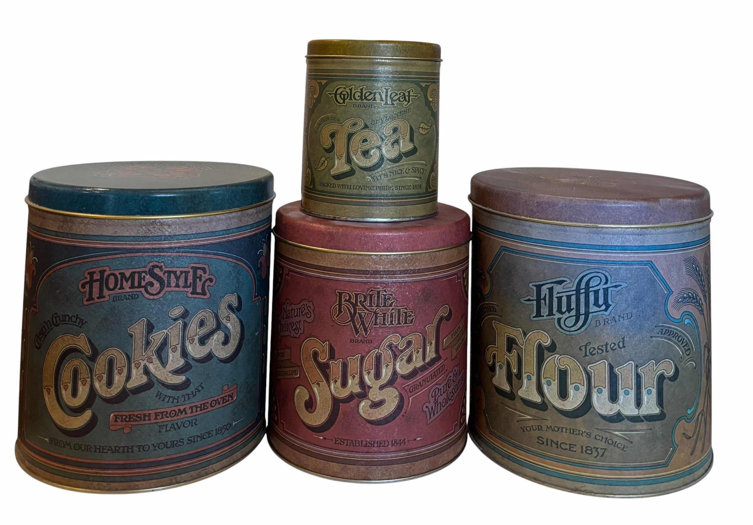 Photo 1 of COLLECTIBLE KITCHEN TINS (4), TALLEST H8”