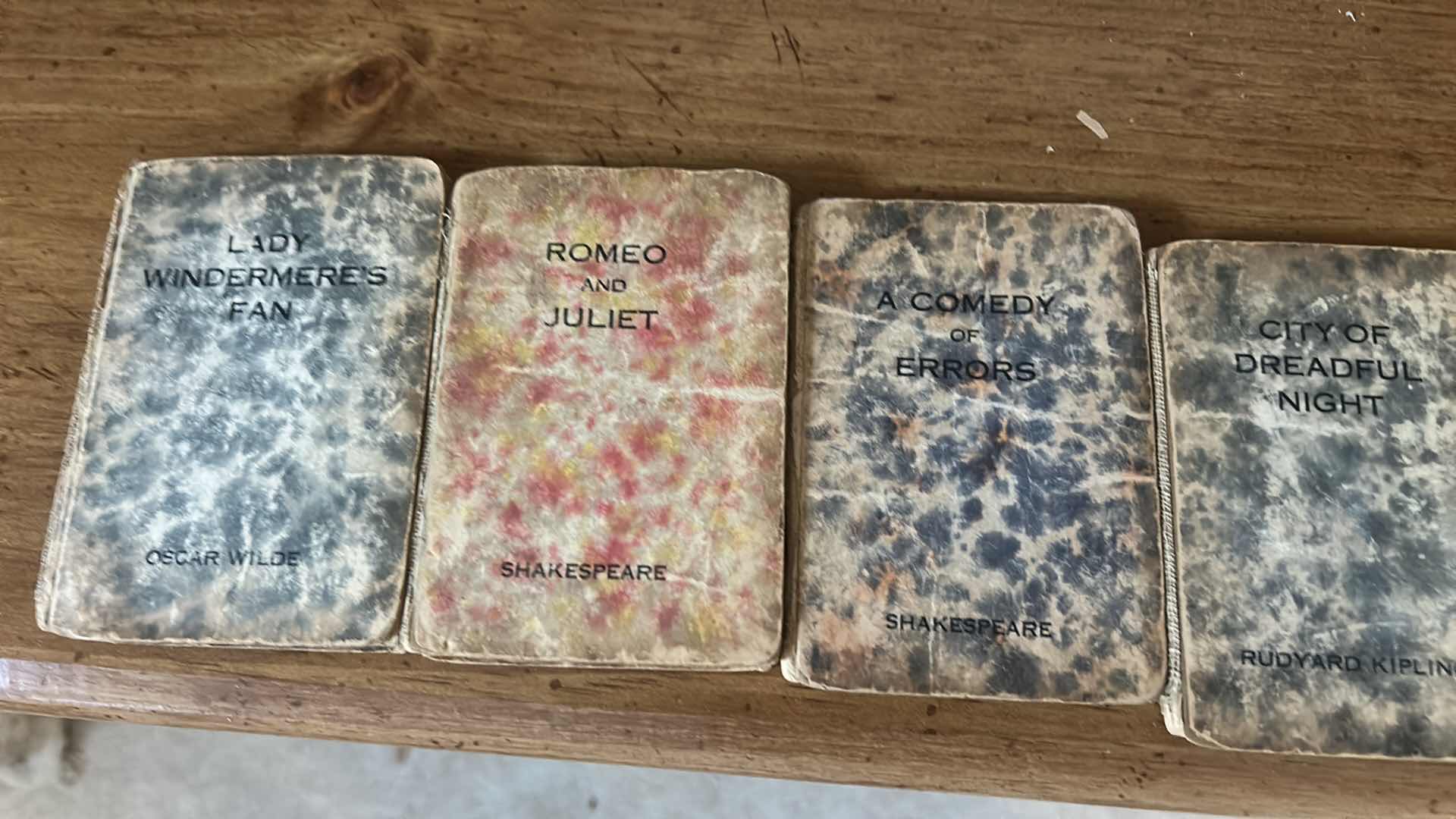 Photo 1 of STACK OF VINTAGE MINIATURE BOOKS CONSISTS OF CLASSIC TITLES PUBLISHED BY THE LITTLE LEATHER LIBRARY CORPORATION 1920S