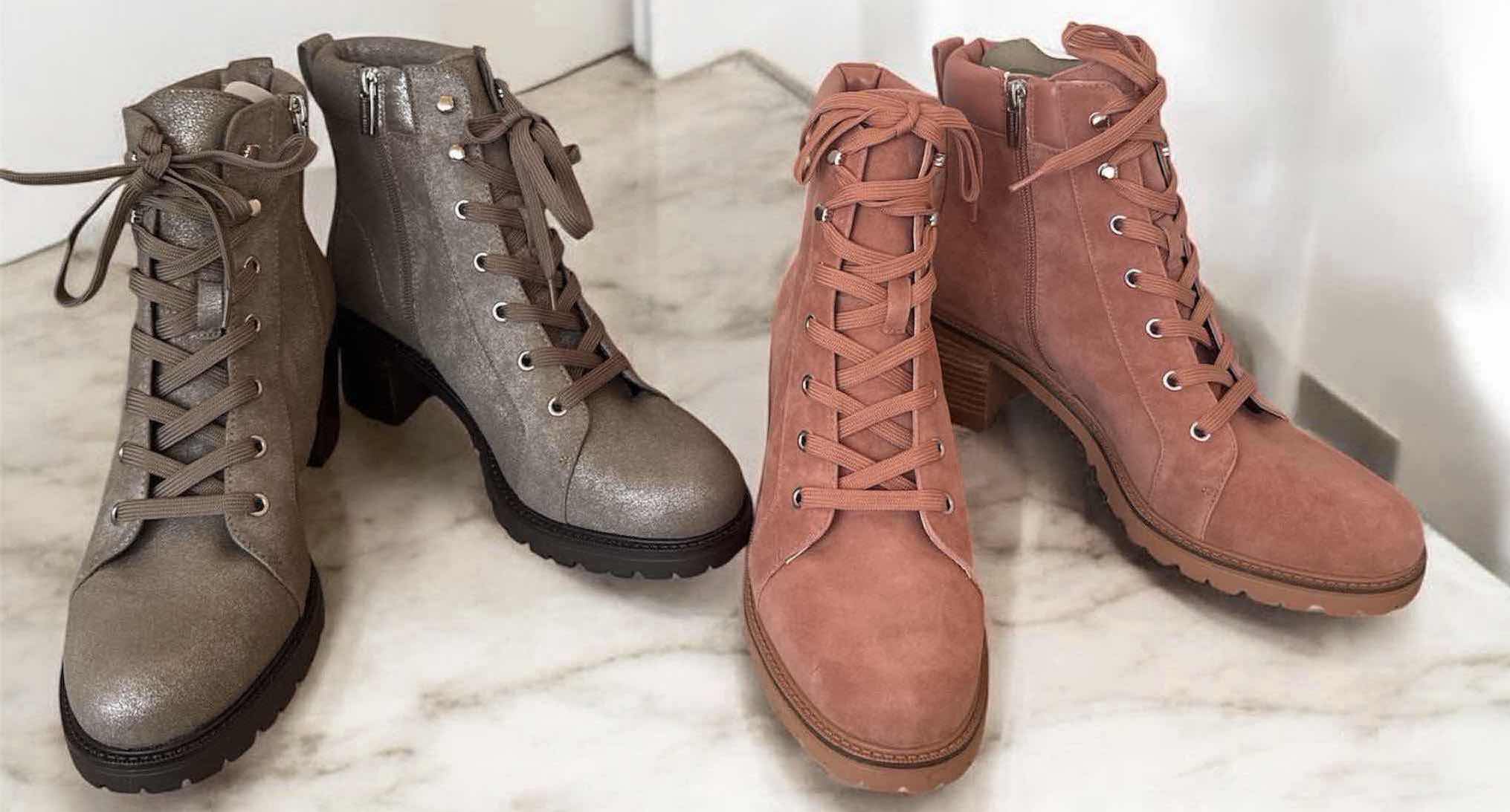 Photo 1 of 2- VINCE CAMUTO BOOTS SUEDE TAUPE & PINK SIZE 11