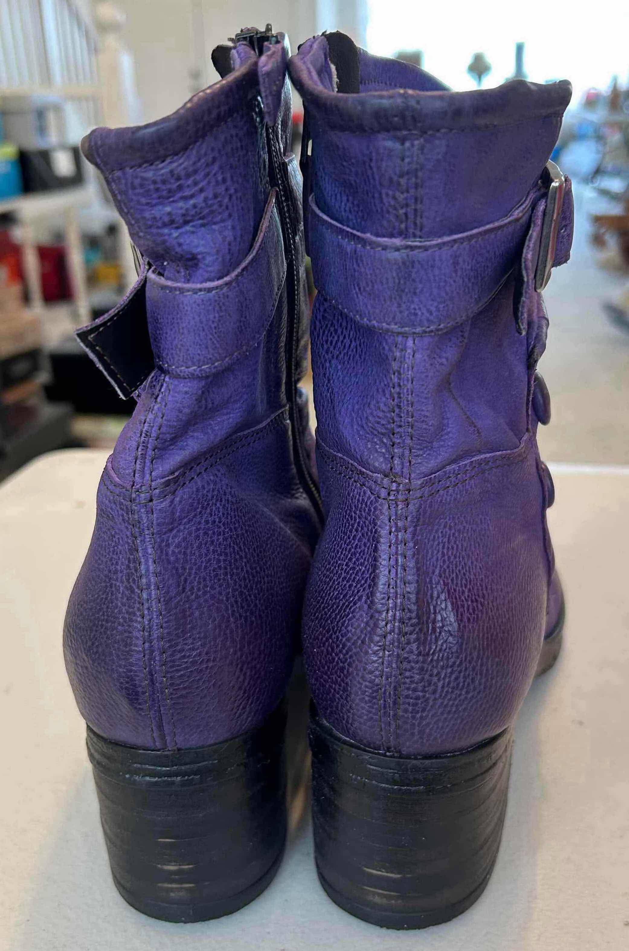 Photo 1 of MIZ MOOZ PURPLE LEATHER BUTTON BOOTS SIZE 11