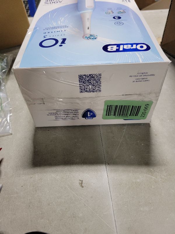 Photo 1 of Oral-B iO Deep Clean Rechargeable Electric Powered Toothbrush, Icy Blue with iO Series 3 Limited, 2 Brush Heads and Travel Case - Pressure Sensor to Protect Gums - 3 Cleaning Settings - 2 Minute Timer